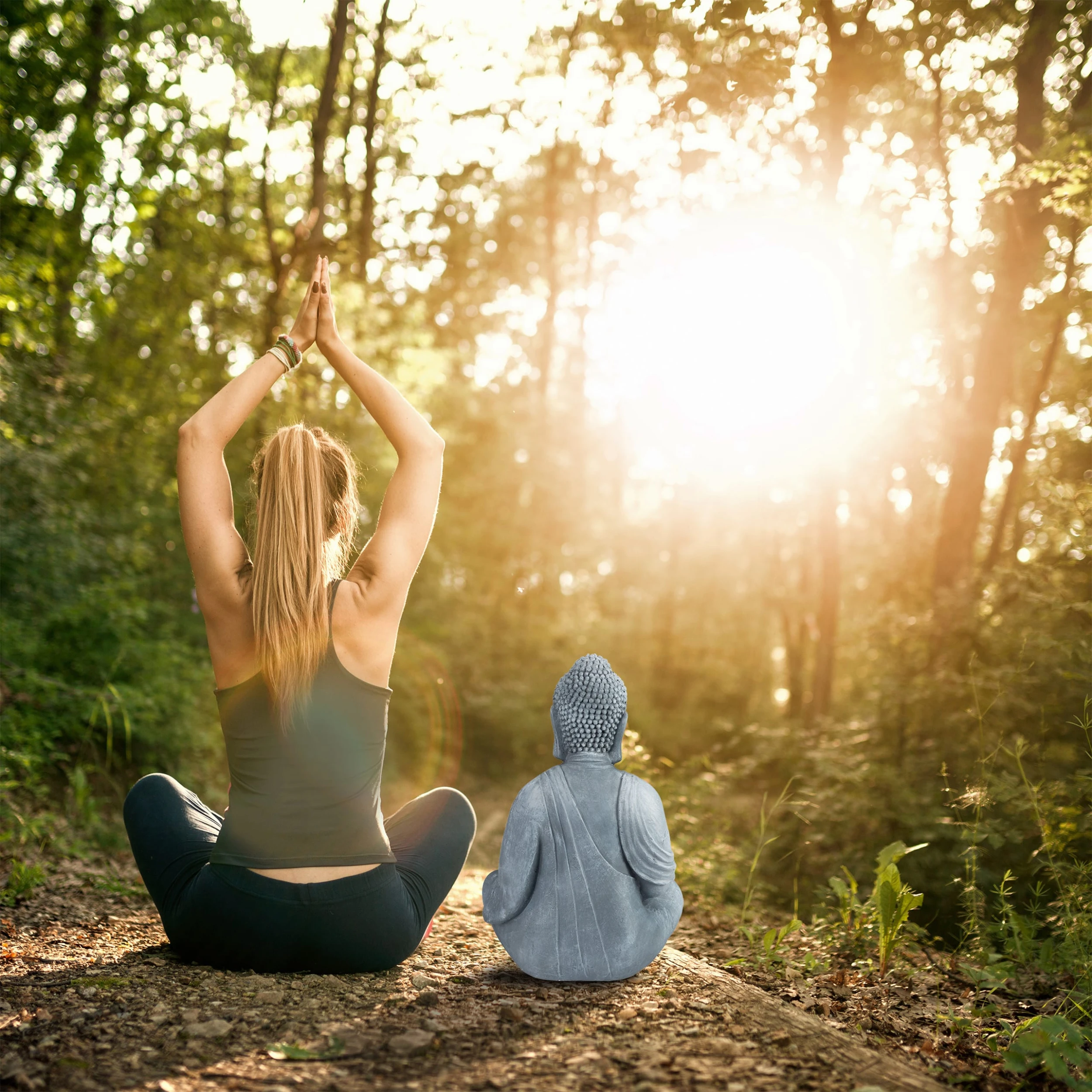 Relaxdays Buddha Figur In Hellgrau - (H)50 Cm – Bild 3