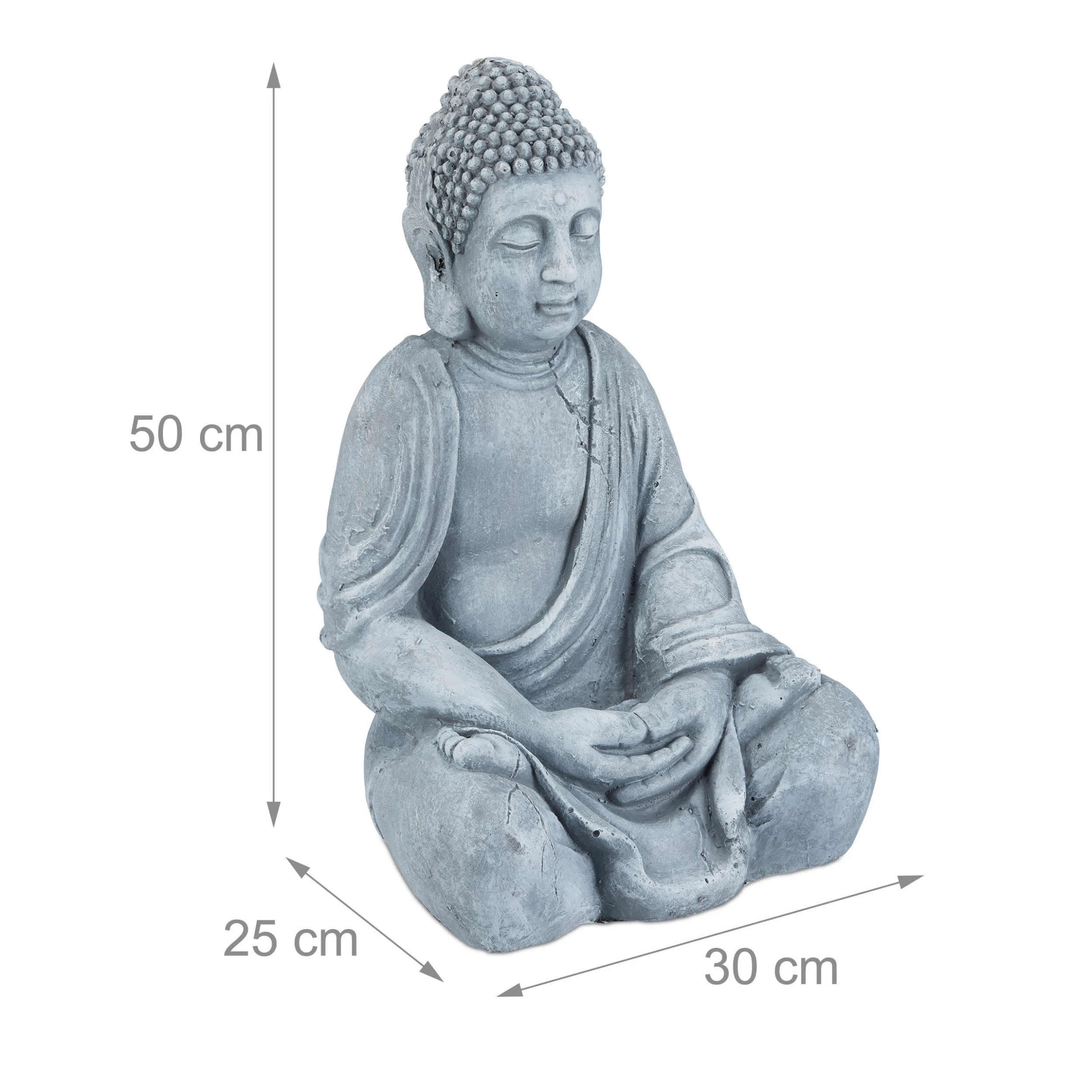 Relaxdays Buddha Figur In Hellgrau - (H)50 Cm – Bild 4