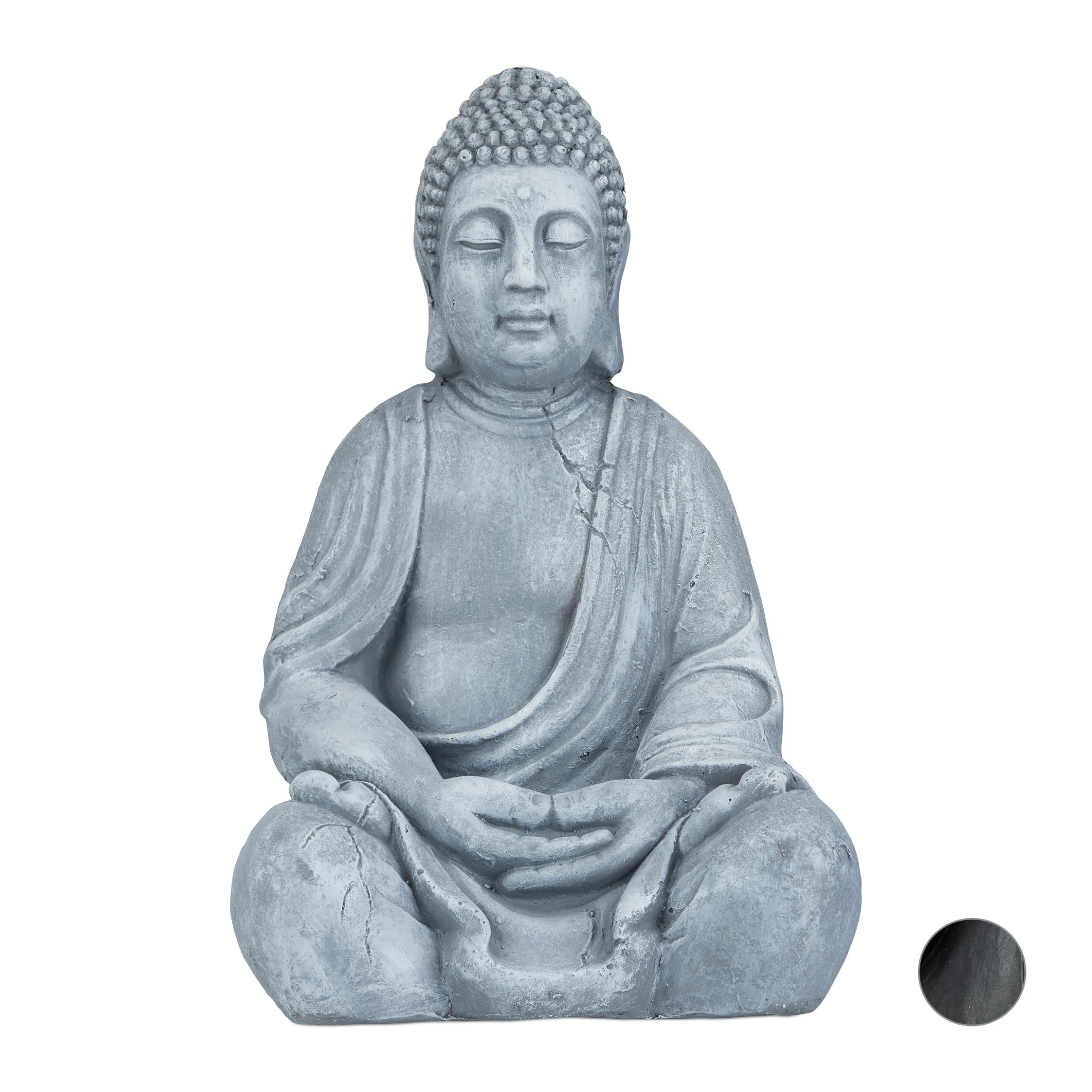 Relaxdays Buddha Figur In Hellgrau - (H)50 Cm – Bild 8
