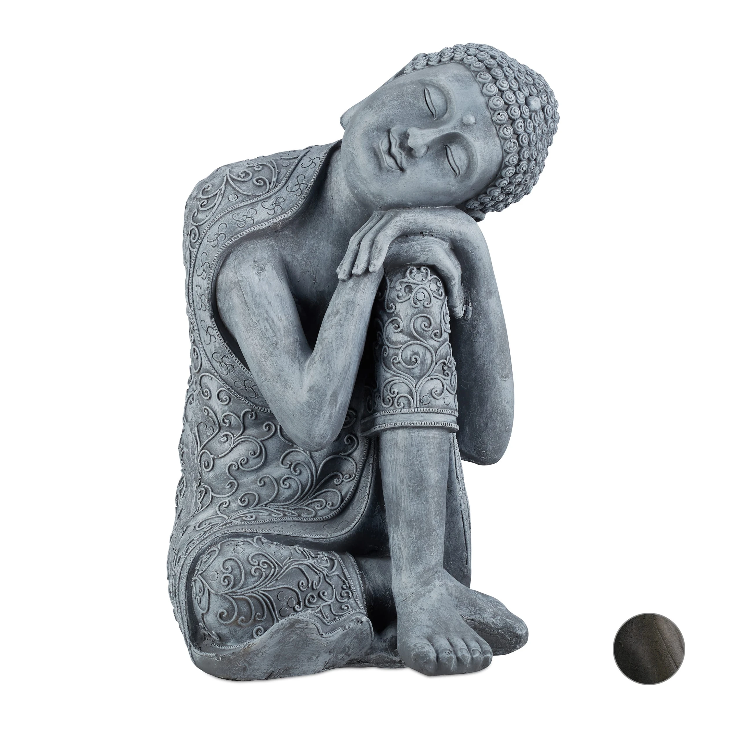 Relaxdays Buddha Figur In Hellgrau - (H)60 Cm – Bild 8