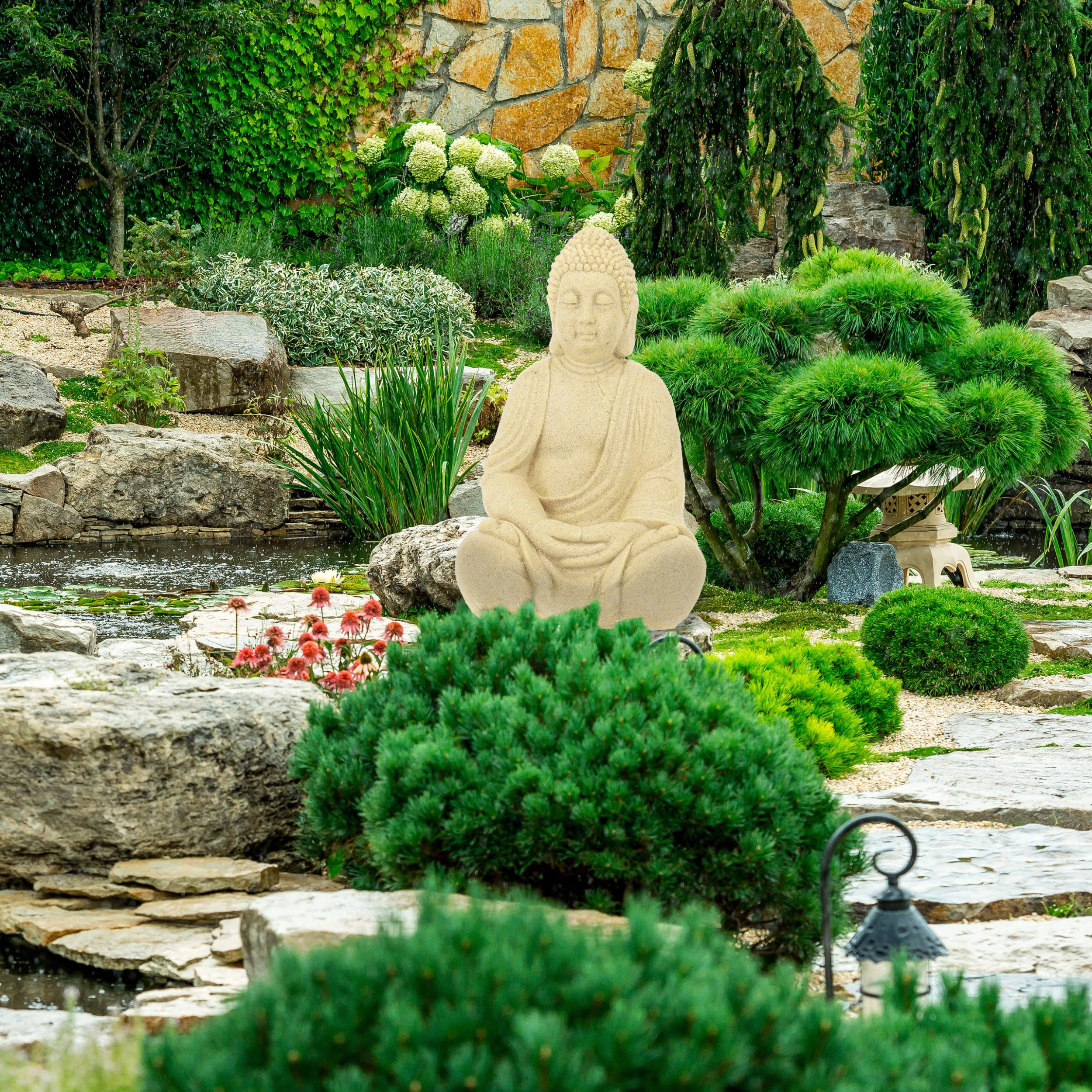 Relaxdays Buddha Figur In Sandfarben - (H)50 Cm – Bild 2