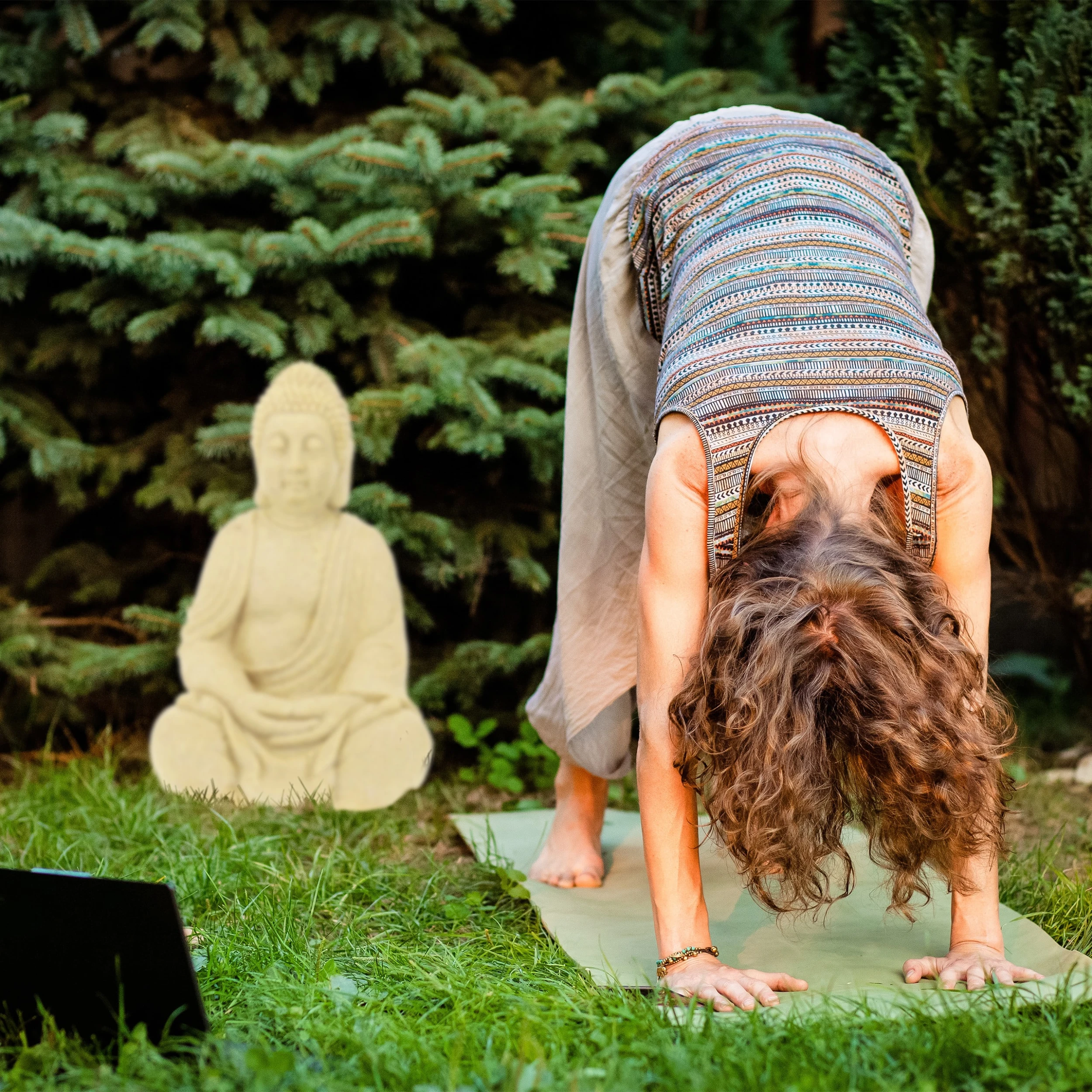 Relaxdays Buddha Figur In Sandfarben - (H)50 Cm – Bild 3