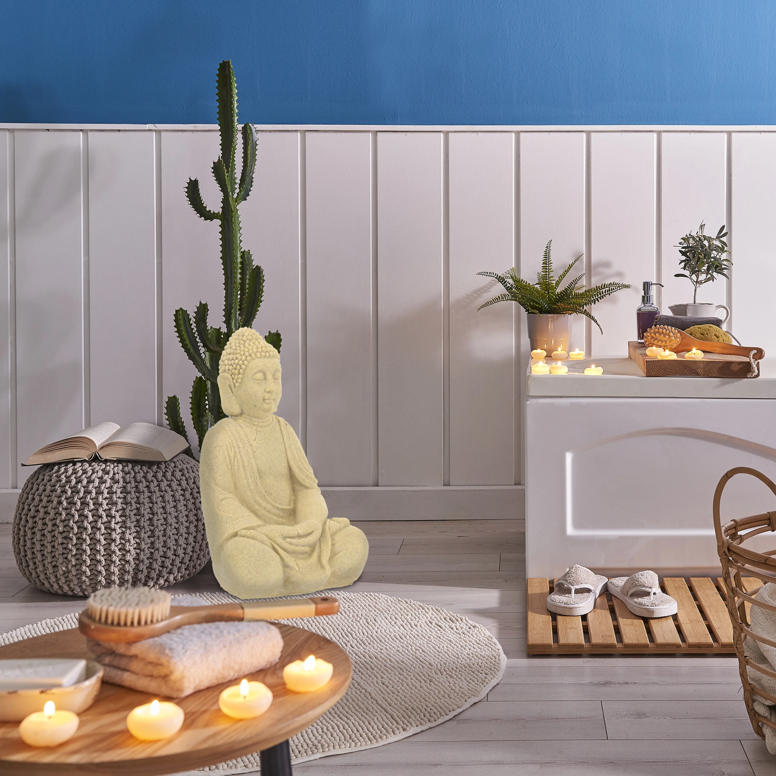 Relaxdays Buddha Figur In Sandfarben - (H)50 Cm – Bild 5