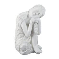 Relaxdays Buddha Figur In Weiß - (B)38 X (H)60 X (T)37 Cm