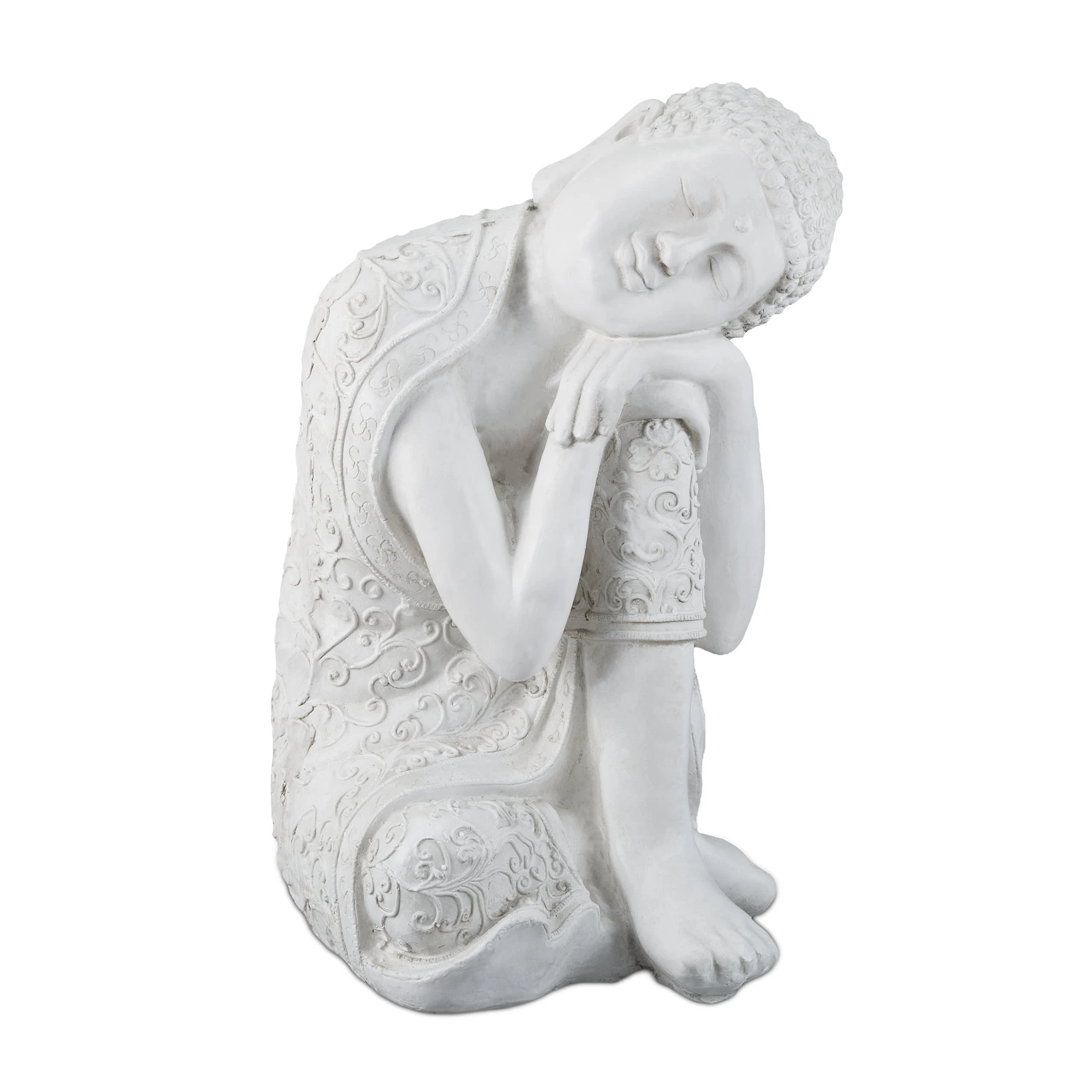 Relaxdays Buddha Figur In Weiß - (B)38 X (H)60 X (T)37 Cm