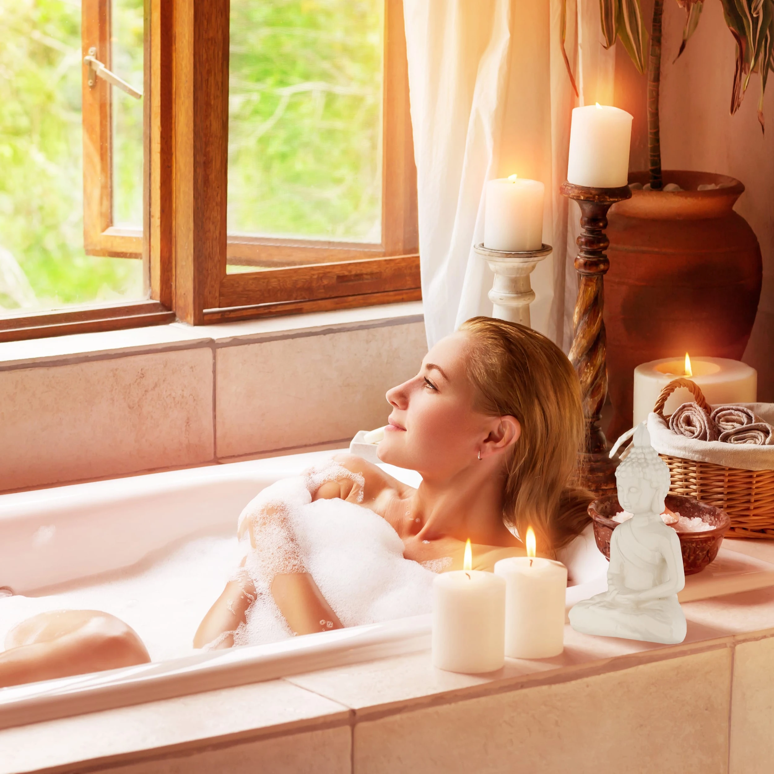 Relaxdays Buddha-Figur In Weiß - (H)17 Cm – Bild 3