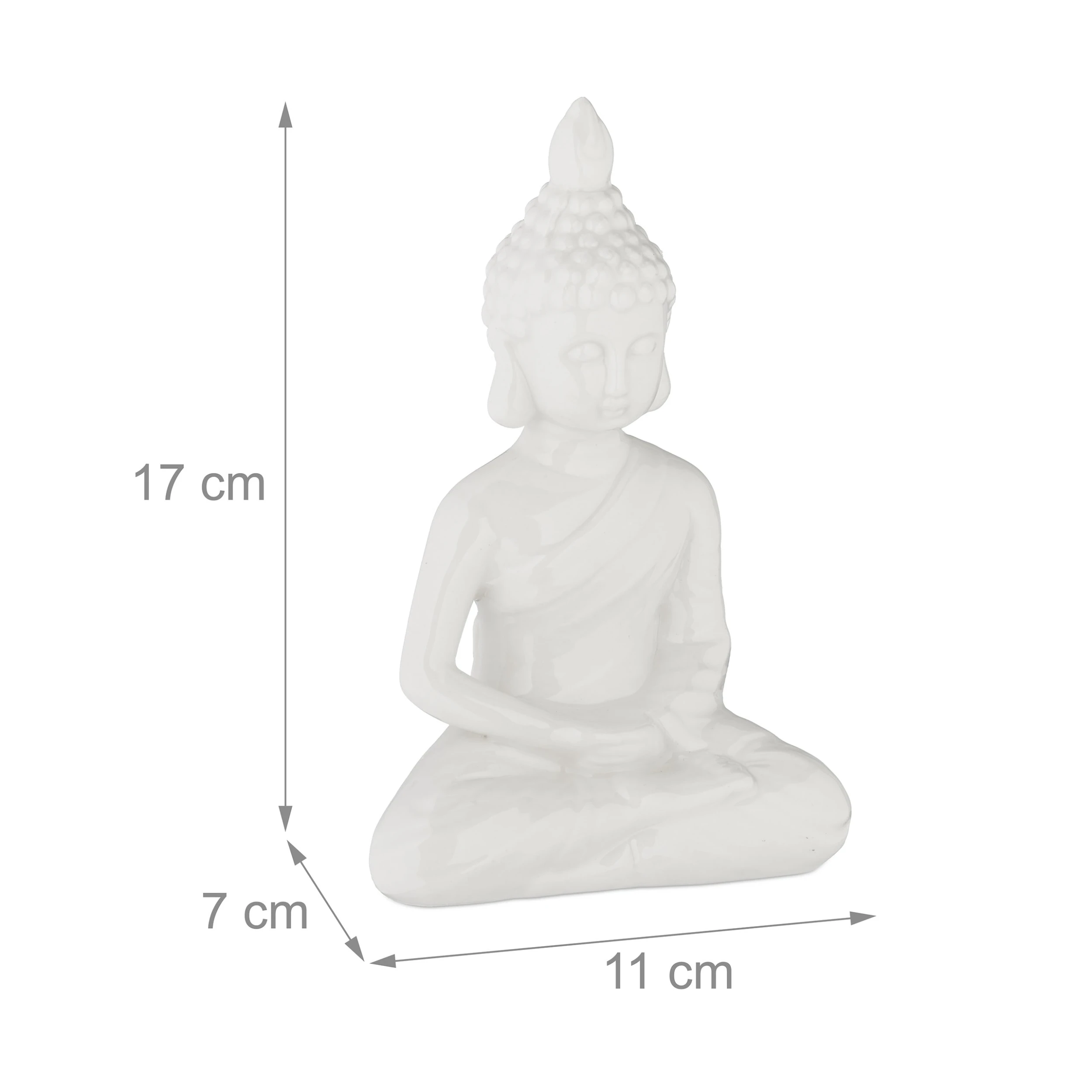 Relaxdays Buddha-Figur In Weiß - (H)17 Cm – Bild 4