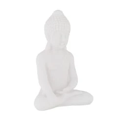 Relaxdays Buddha-Figur In Weiß - (H)17 Cm
