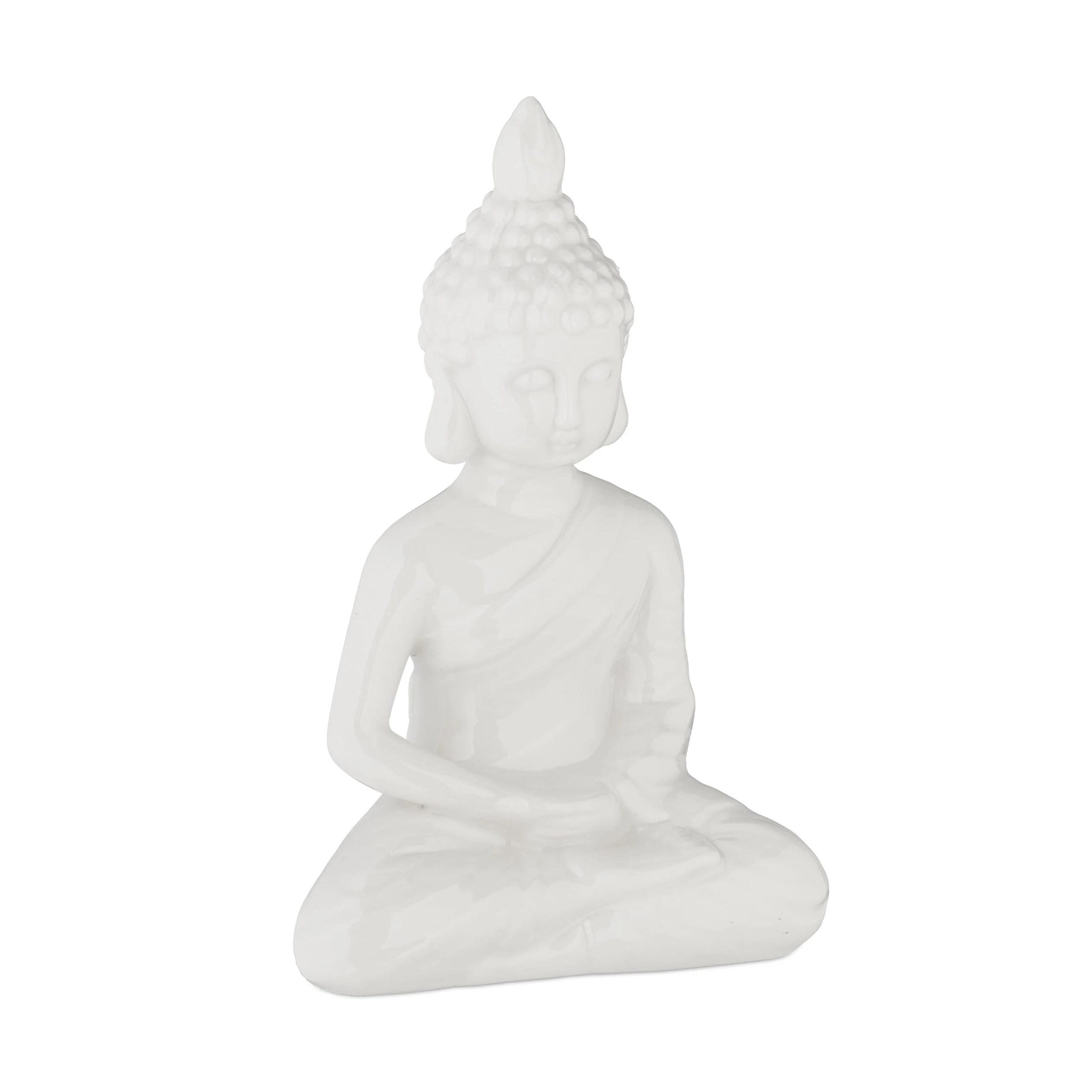 Relaxdays Buddha-Figur In Weiß - (H)17 Cm