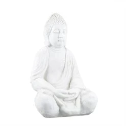 Relaxdays Buddha Figur In Weiß - (H)50 Cm