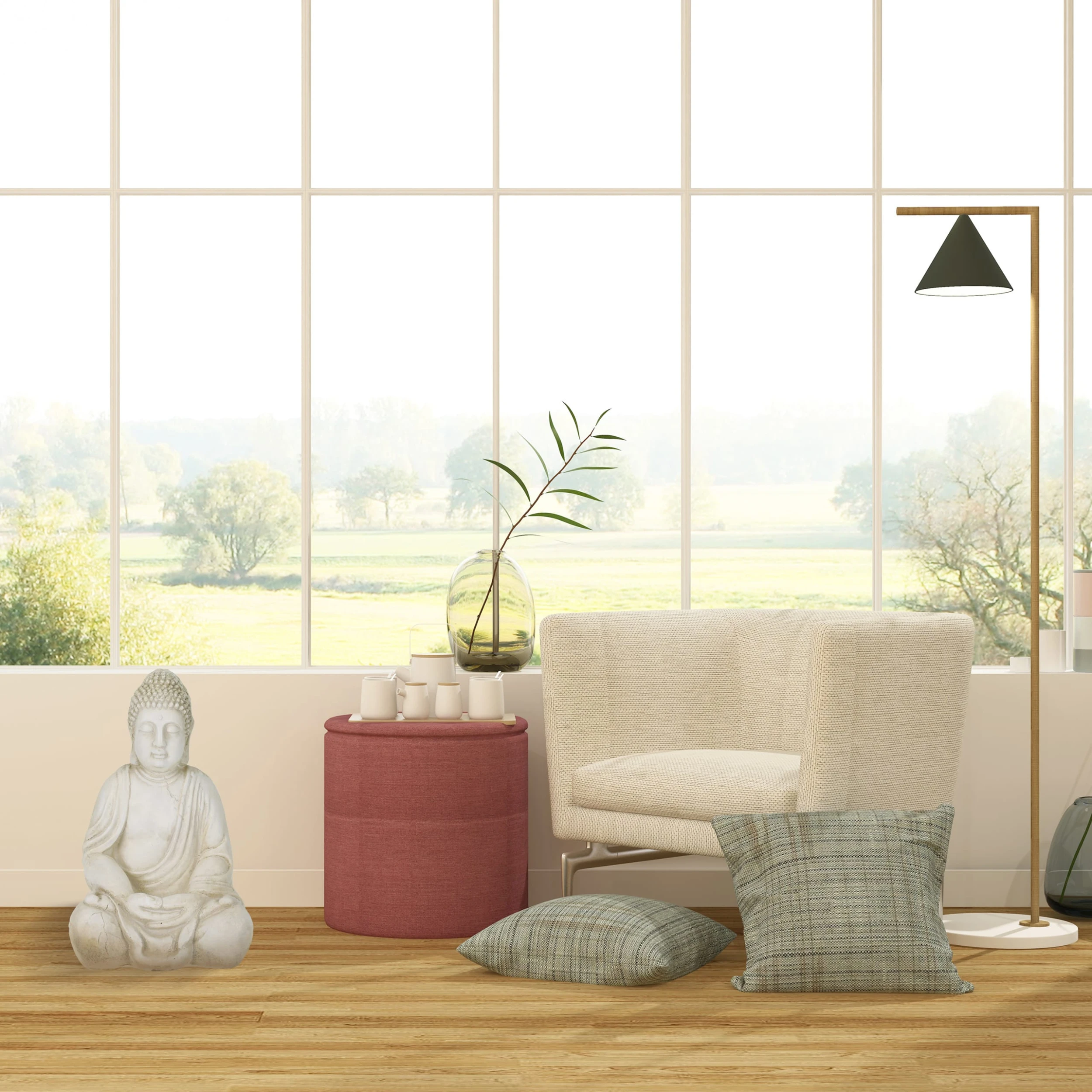 Relaxdays Buddhafigur In Creme - (B)33 X (H) 50 X (T)26 Cm – Bild 2