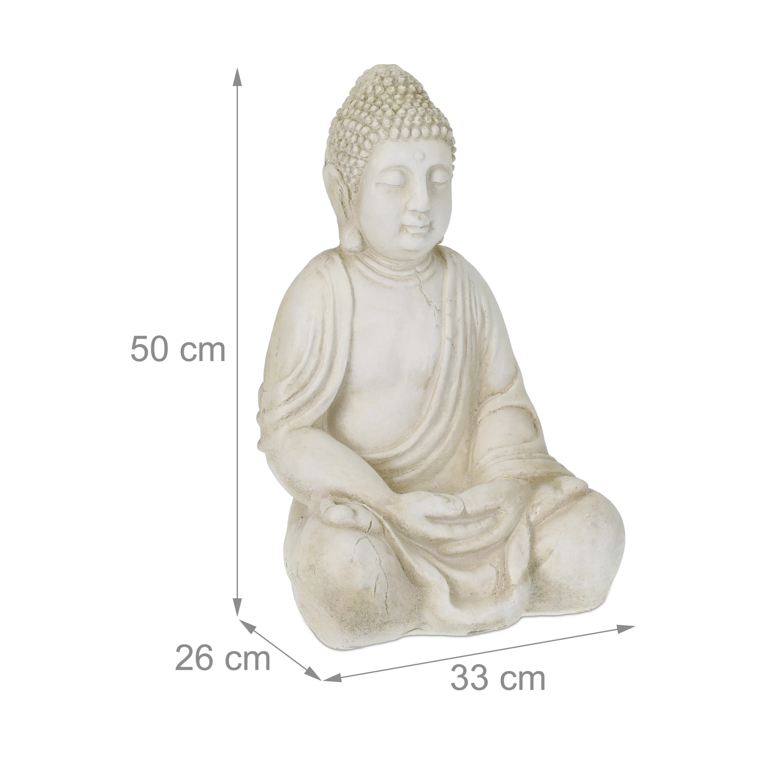 Relaxdays Buddhafigur In Creme - (B)33 X (H) 50 X (T)26 Cm – Bild 4