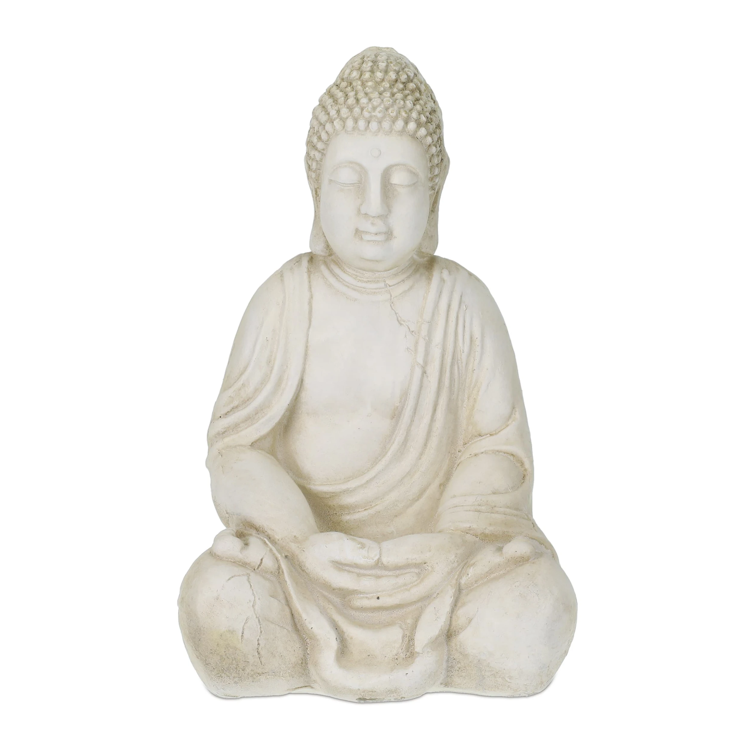 Relaxdays Buddhafigur In Creme - (B)33 X (H) 50 X (T)26 Cm – Bild 8
