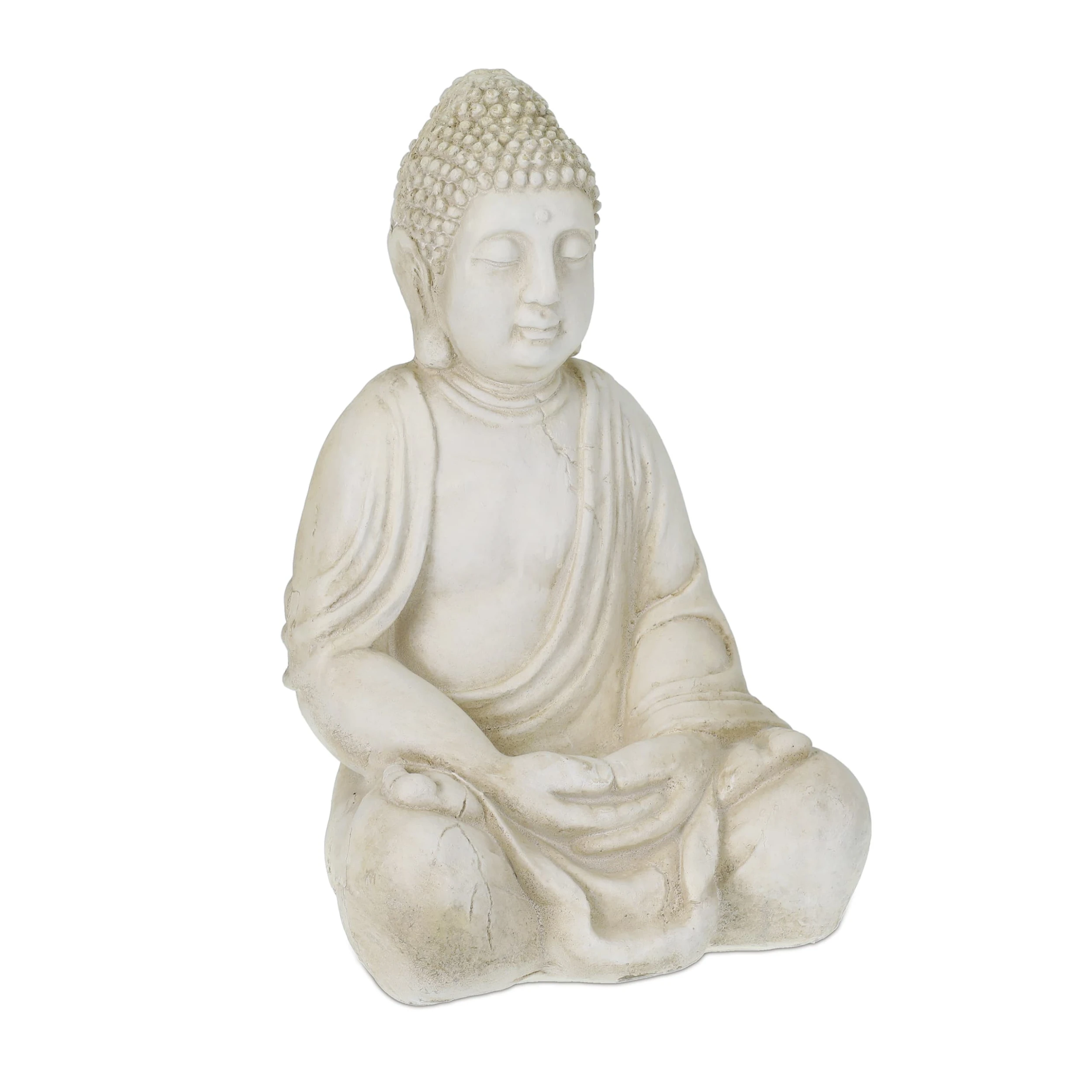 Relaxdays Buddhafigur In Creme - (B)33 X (H) 50 X (T)26 Cm