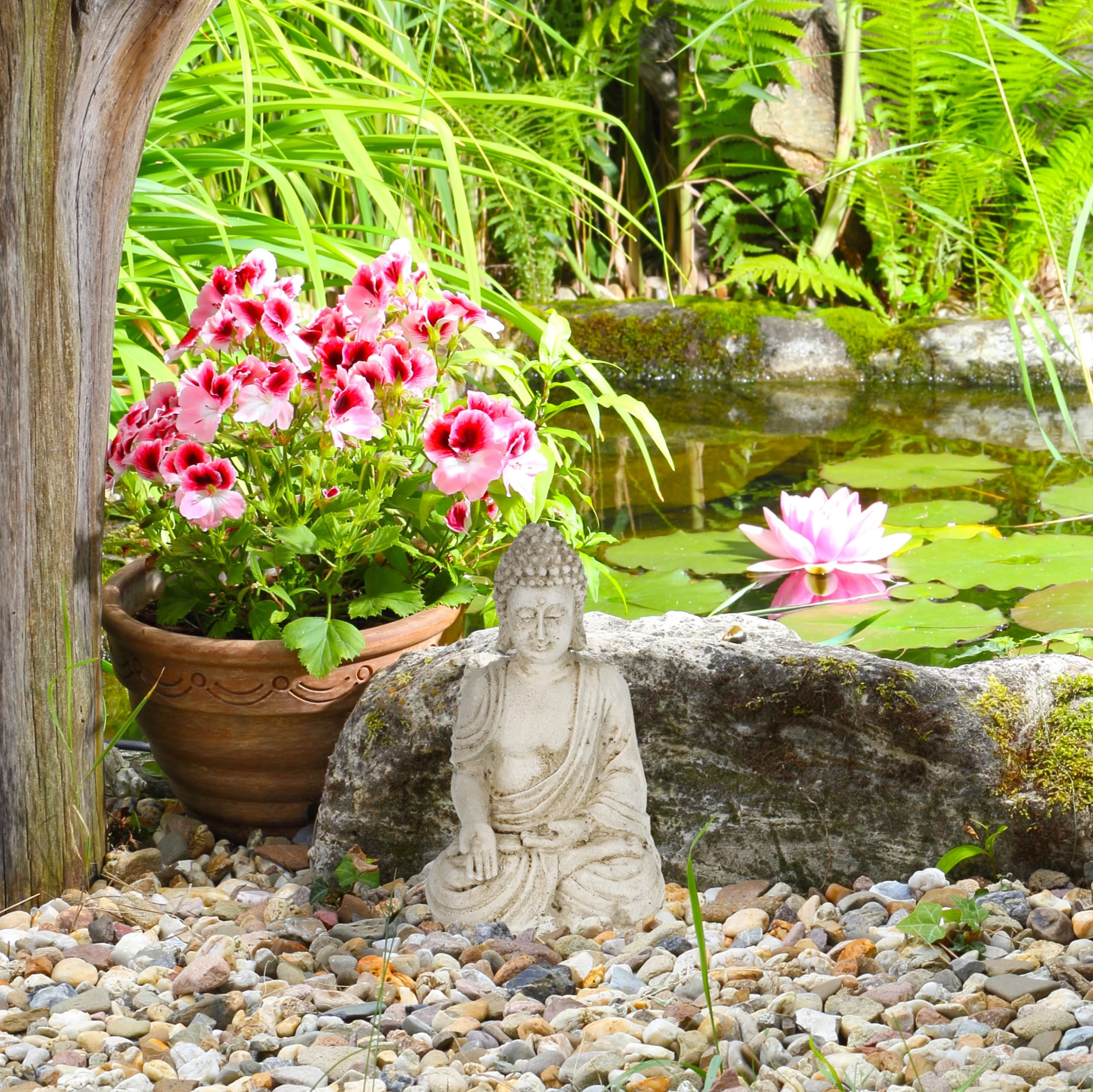 Relaxdays Buddhafigur In Weiß - (B)18,5 X (H)30 X (T)12 Cm – Bild 5