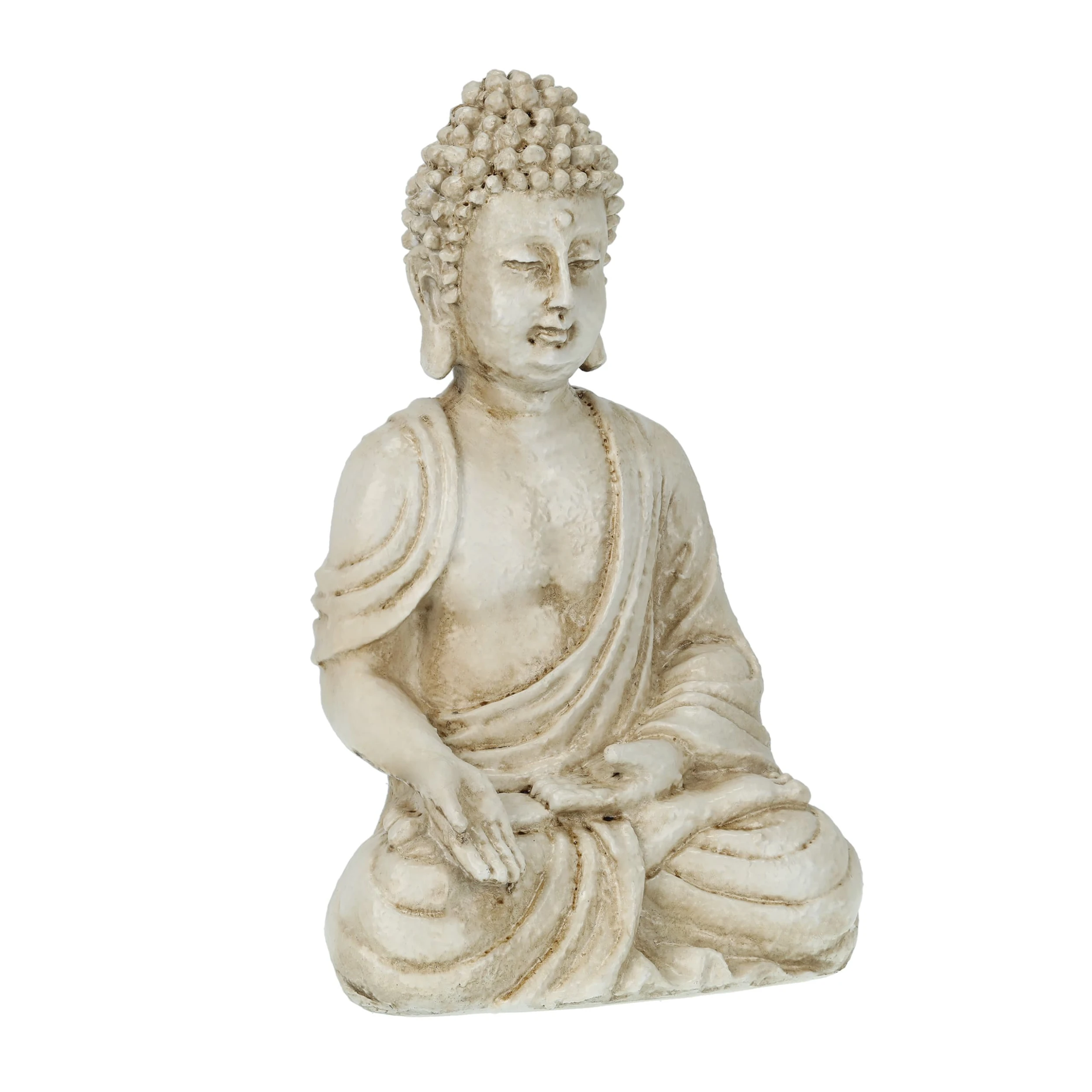 Relaxdays Buddhafigur In Weiß - (B)18,5 X (H)30 X (T)12 Cm