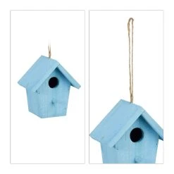 Relaxdays Deko Vogelhaus In Blau - (B)15 X (H)16 X (T)11 Cm