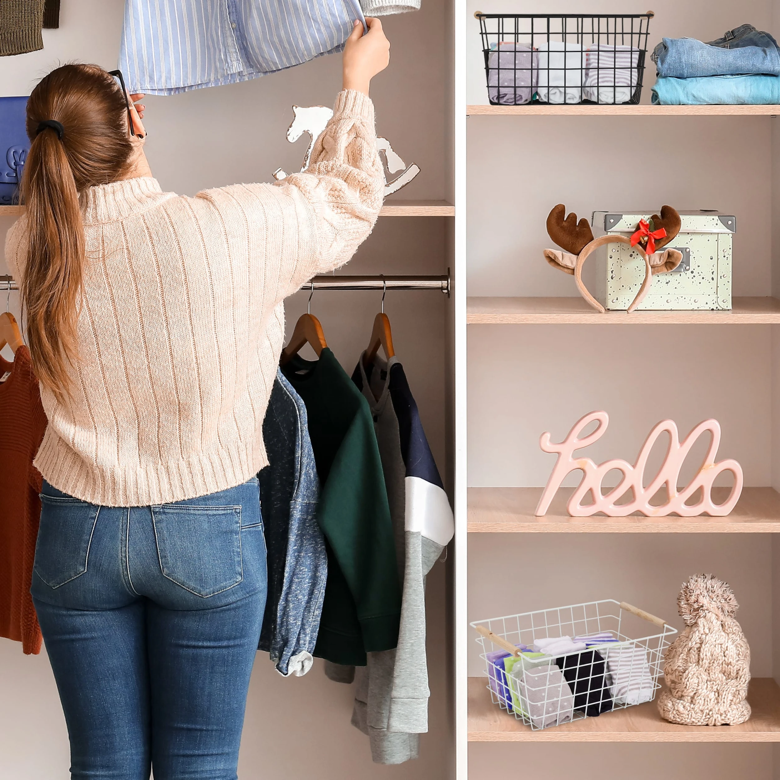 Relaxdays Drahtkorb In Weiß - (B)31x (H)16 X (T)21 Cm – Bild 2