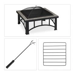 Relaxdays Feuerschale In Schwarz/Grau - (B)76,5 X (H)54 X (T)76,5 Cm