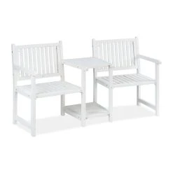 Relaxdays Gartenbank In Weiß - (B)161 X (H)86 X (T)61 Cm