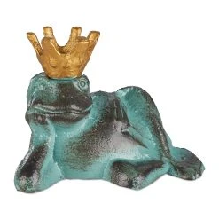 Relaxdays Gartenfigur Froschkönig In Grün - Größe M