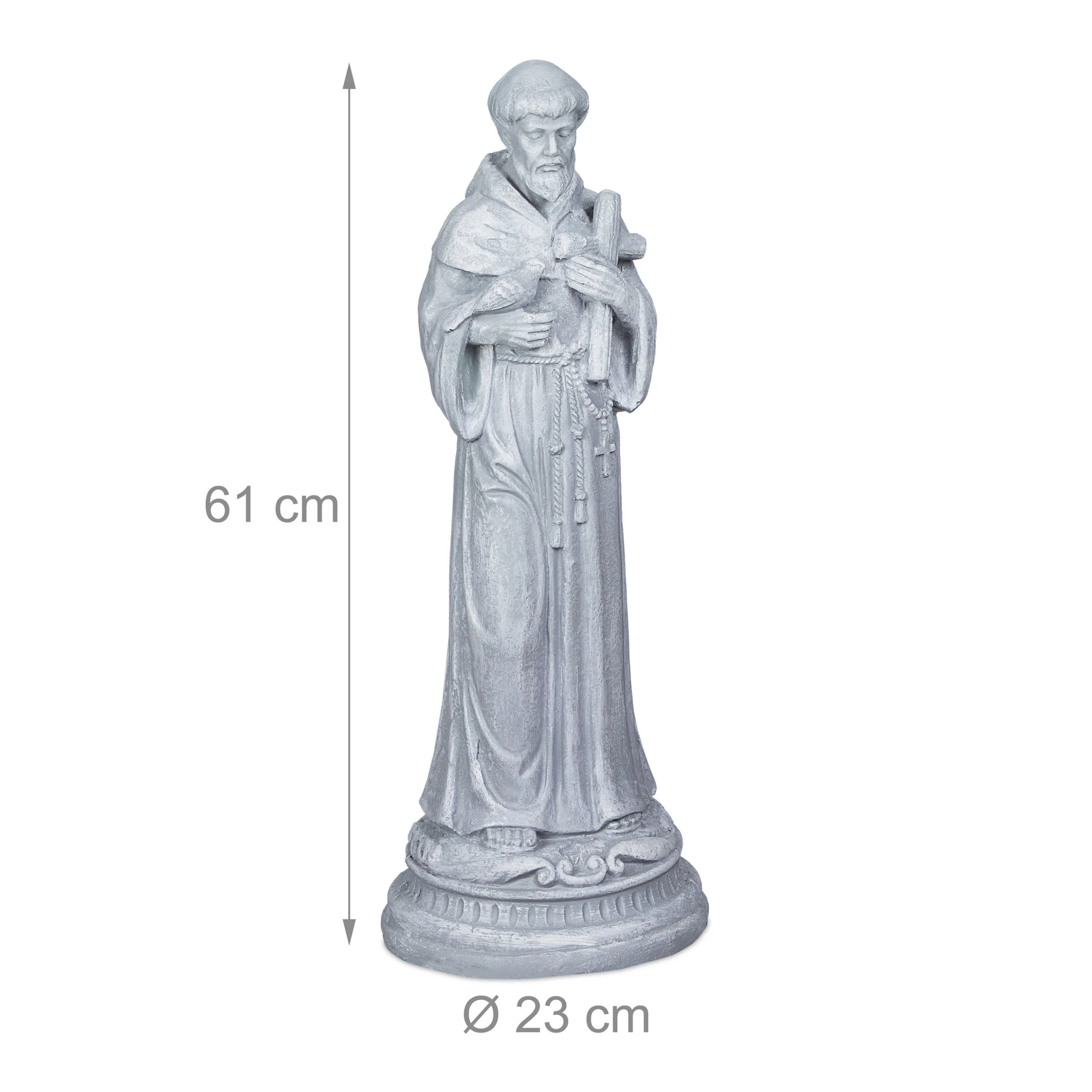 Relaxdays Gartenfigur "Heiliger" In Grau – Bild 4