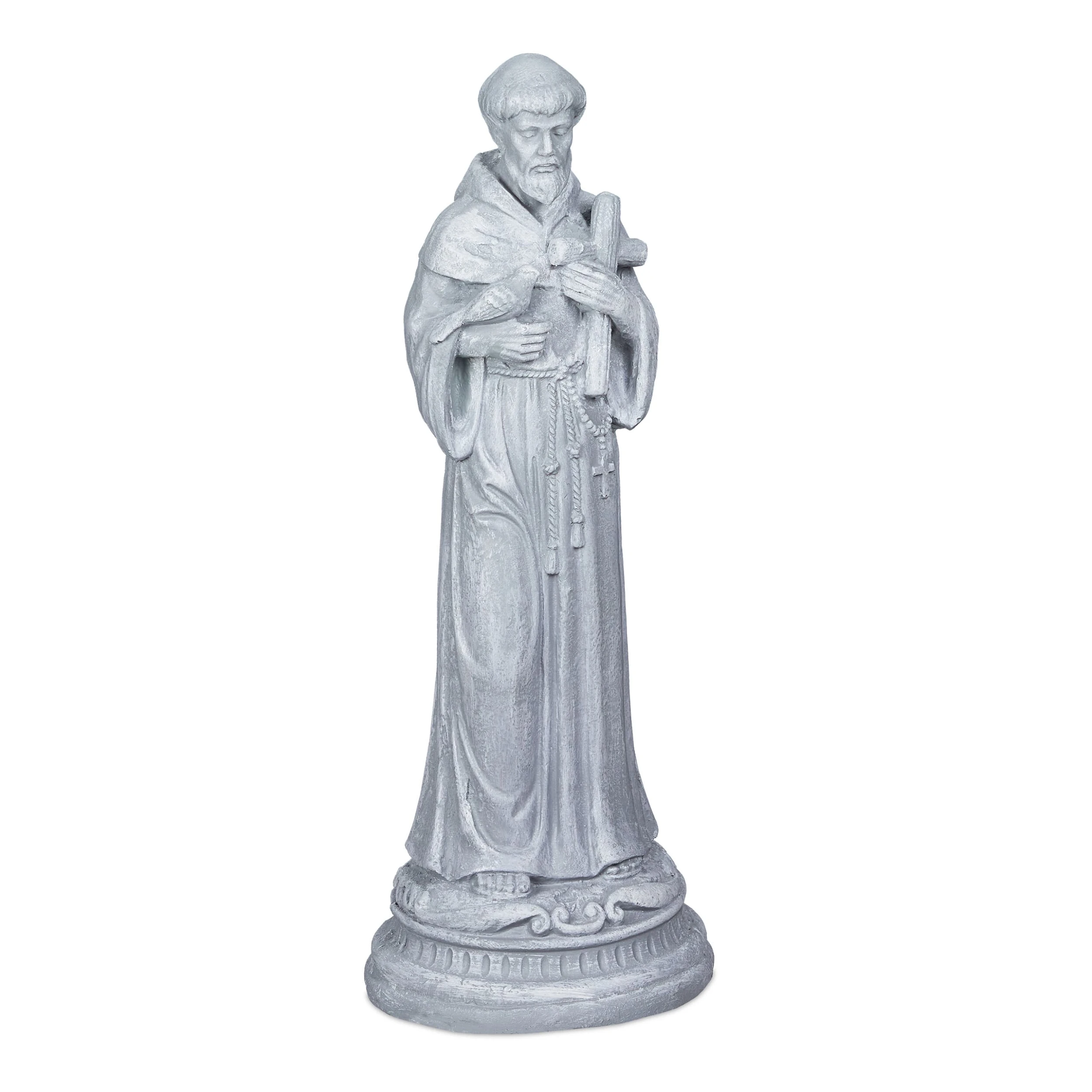 Relaxdays Gartenfigur "Heiliger" In Grau – Bild 8