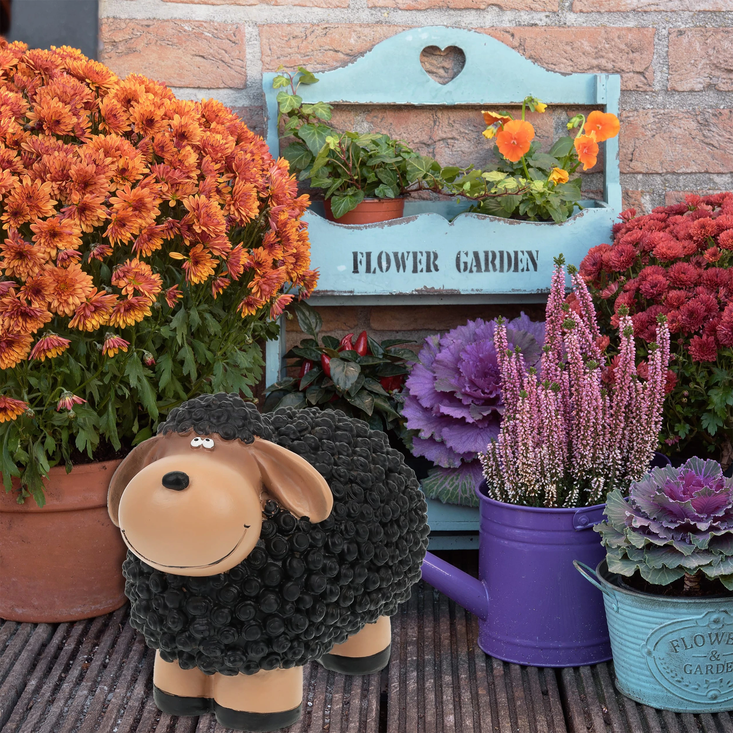 Relaxdays Gartenfigur "Schaf" In Schwarz/ Braun - (B)21 X (H)16 X (T)12,5 Cm – Bild 2