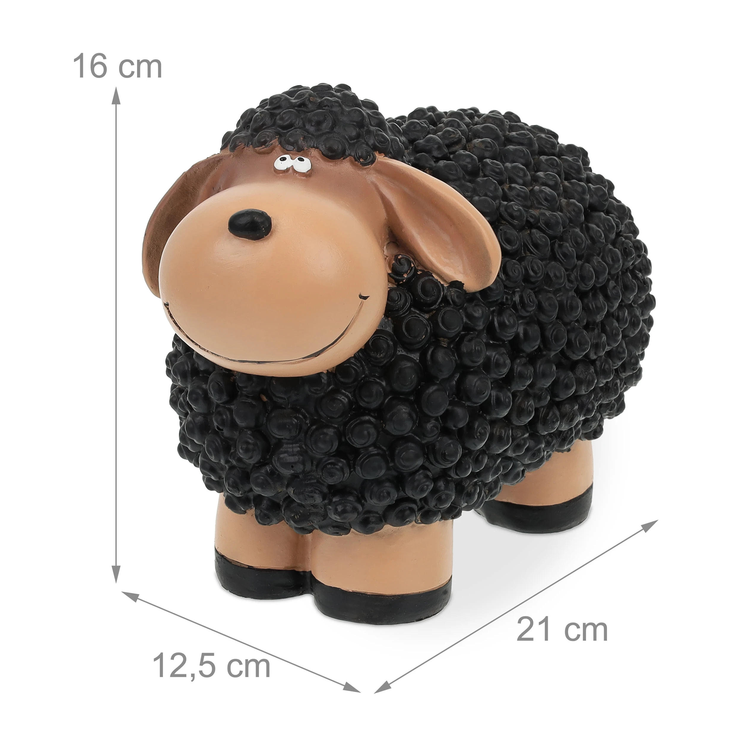 Relaxdays Gartenfigur "Schaf" In Schwarz/ Braun - (B)21 X (H)16 X (T)12,5 Cm – Bild 4