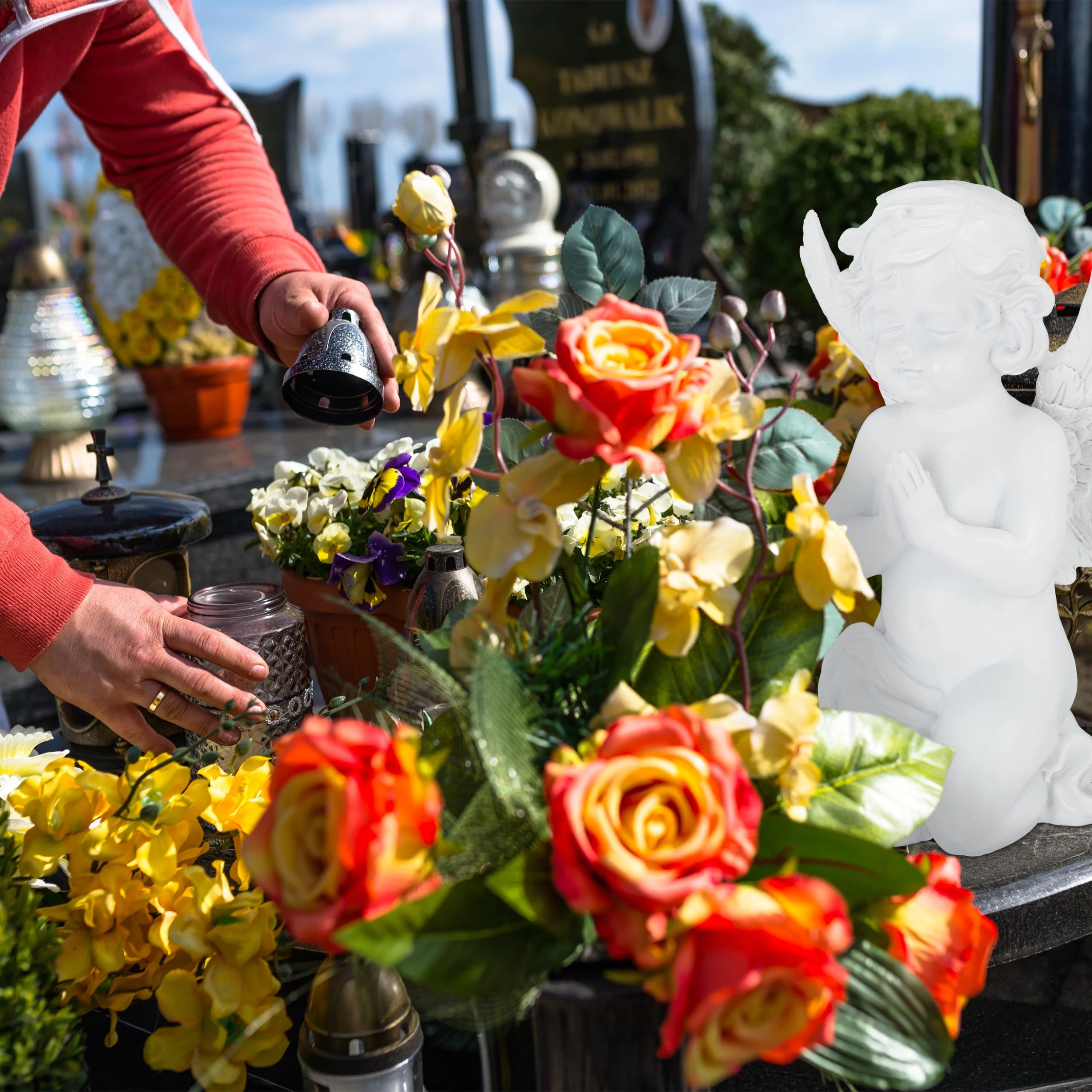 Relaxdays Grabengel In Weiß – Bild 3