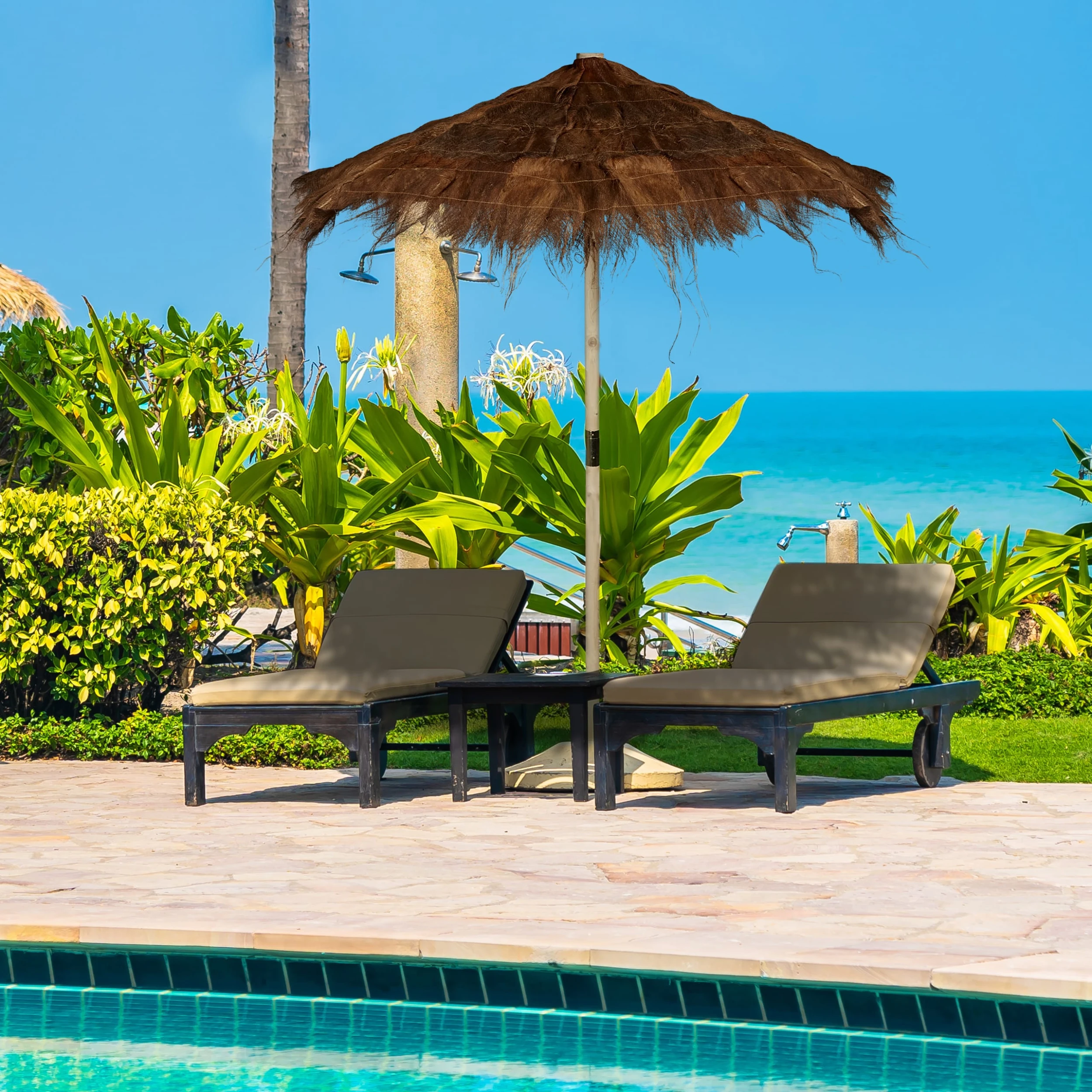 Relaxdays Hawaii Sonnenschirm In Braun/ Natur - (H)250 X Ø 215 Cm – Bild 2