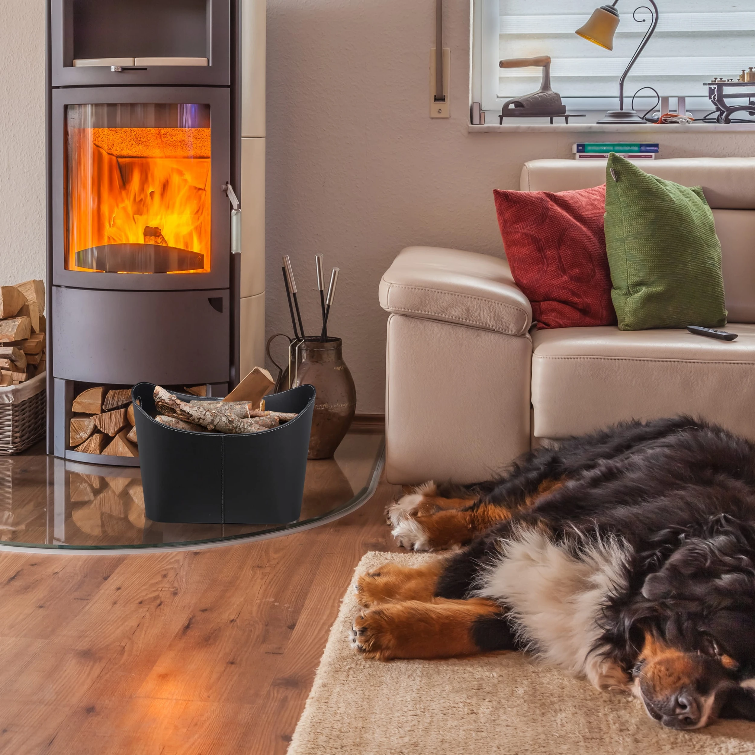 Relaxdays Kaminholzkorb XL In Schwarz – Bild 5