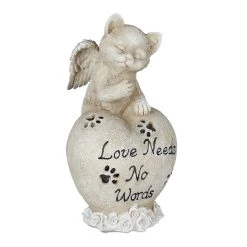 Relaxdays Katzen-Grabschmuck In Creme - (B)11 X (H)20,5 X (T)10 Cm