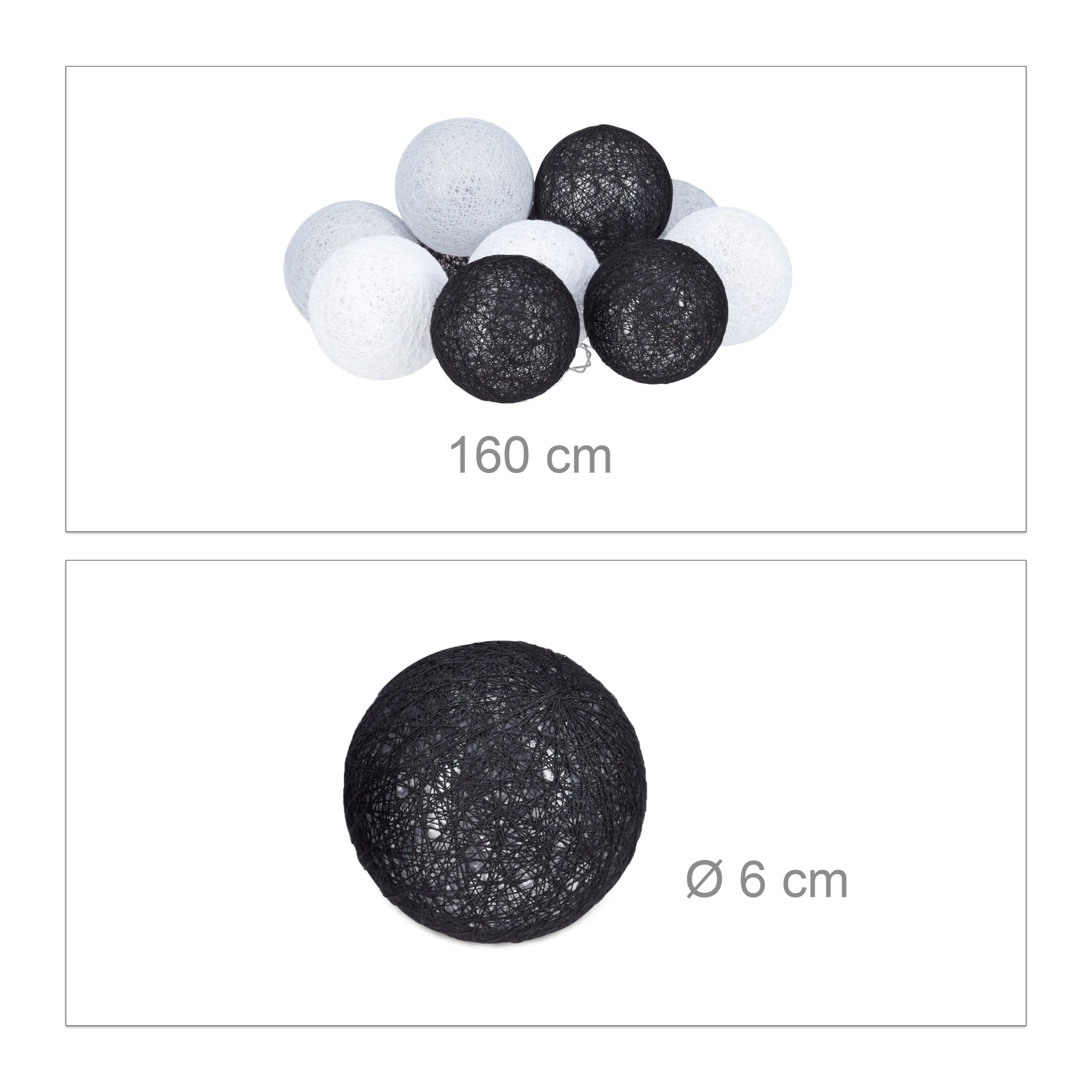 Relaxdays LED Lichterkette In Weiß/Grau/Schwarz (L)160 Cm – Bild 4