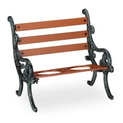 Relaxdays Mini Blumenbank In Braun/Grau Grün