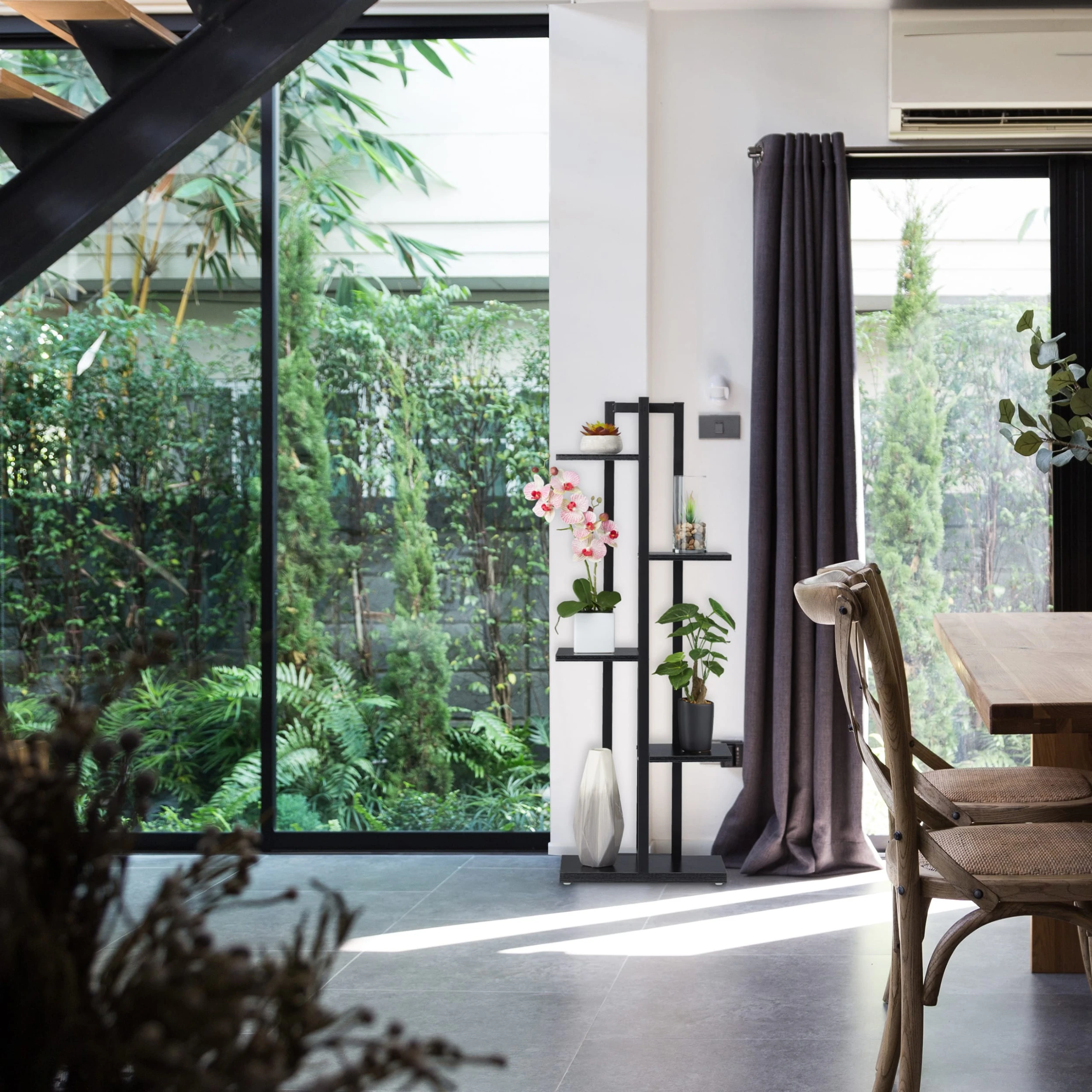 Relaxdays Pflanzenregal In Schwarz - (B)43 X (H)117 X (T)22 Cm – Bild 2
