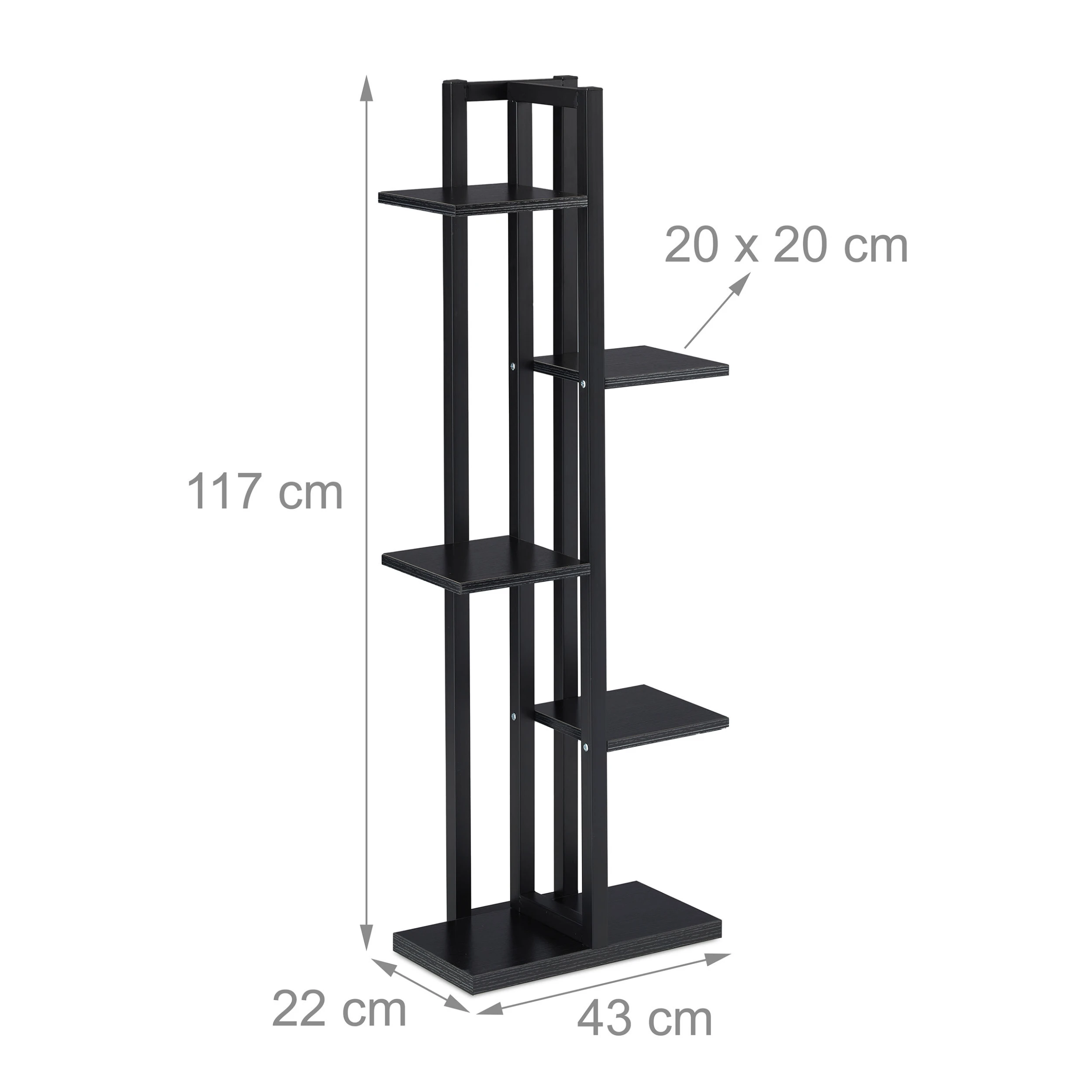 Relaxdays Pflanzenregal In Schwarz - (B)43 X (H)117 X (T)22 Cm – Bild 4