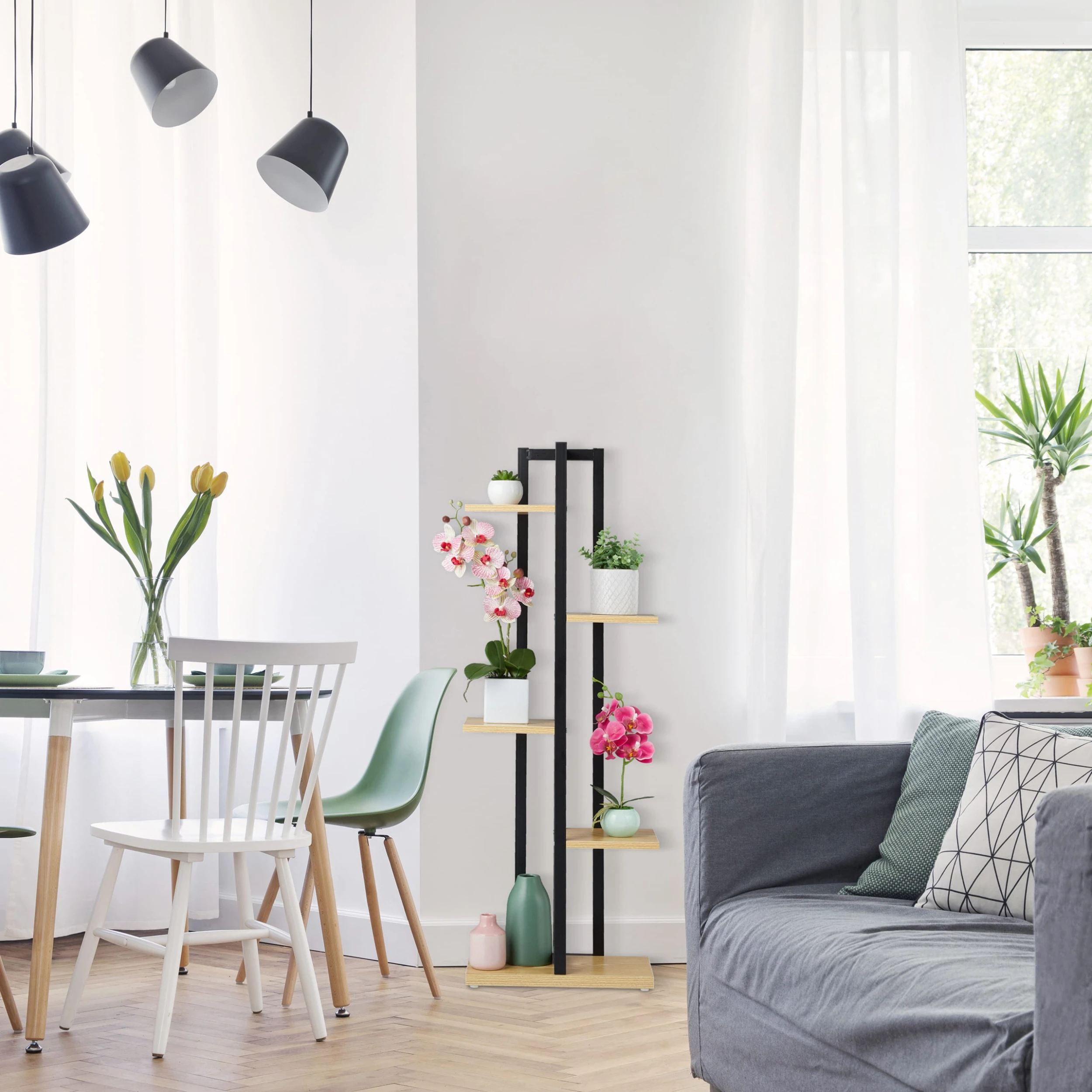 Relaxdays Pflanzenregal In Schwarz - (B)43 X (H)117 X (T)22 Cm – Bild 5