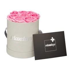Relaxdays Rosenbox 8 Rosa Rosen In Grau