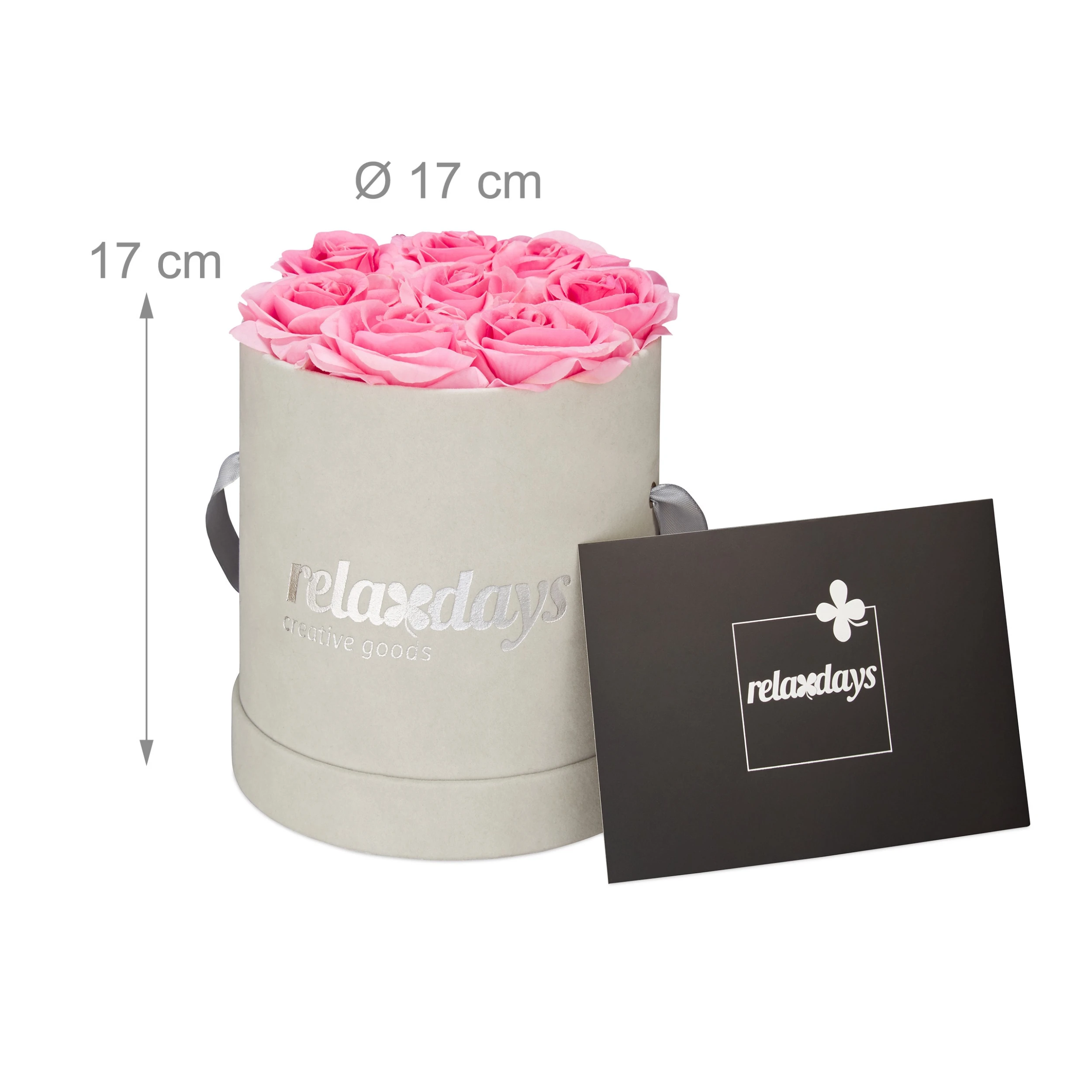 Relaxdays Rosenbox 8 Rosa Rosen In Grau – Bild 4