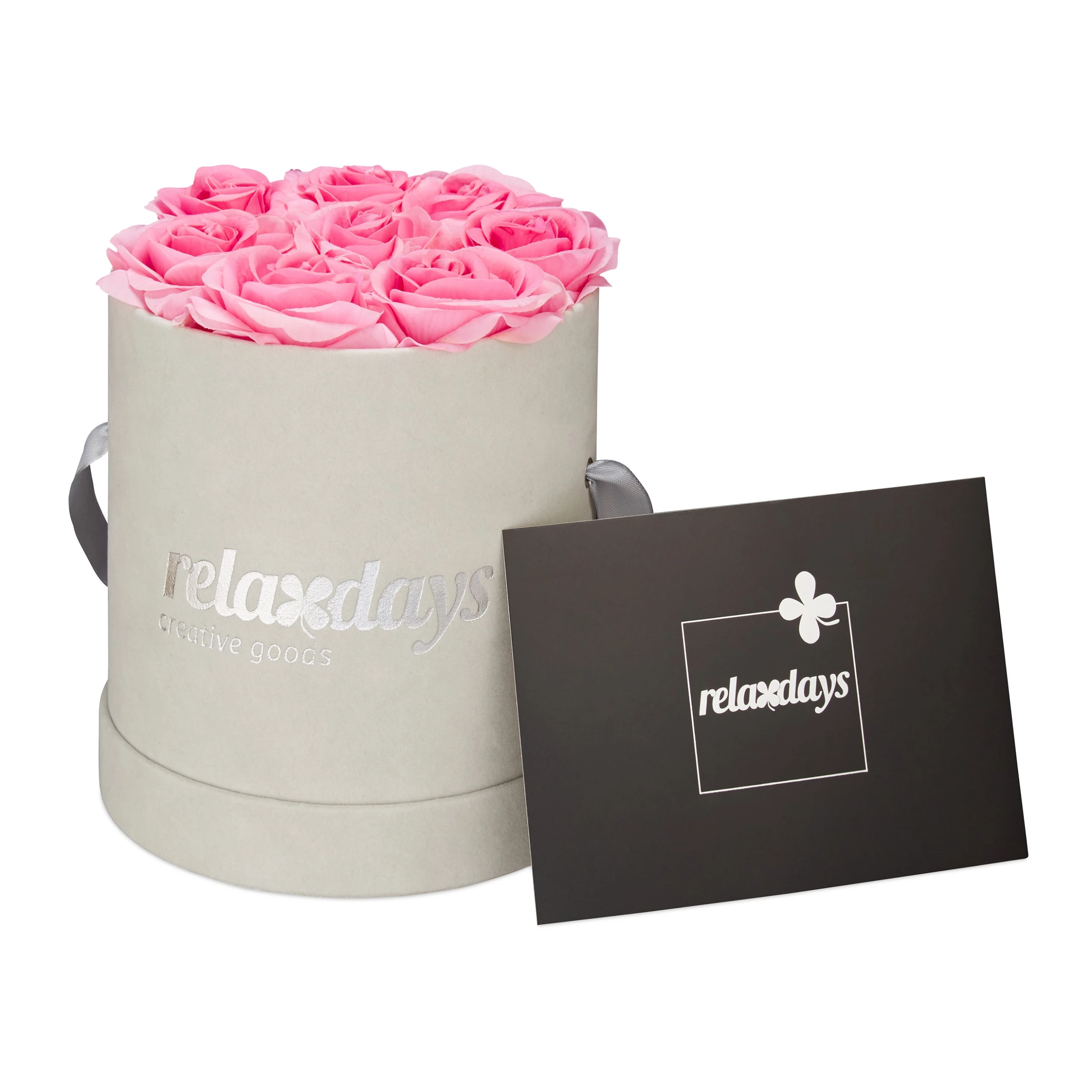 Relaxdays Rosenbox 8 Rosa Rosen In Grau