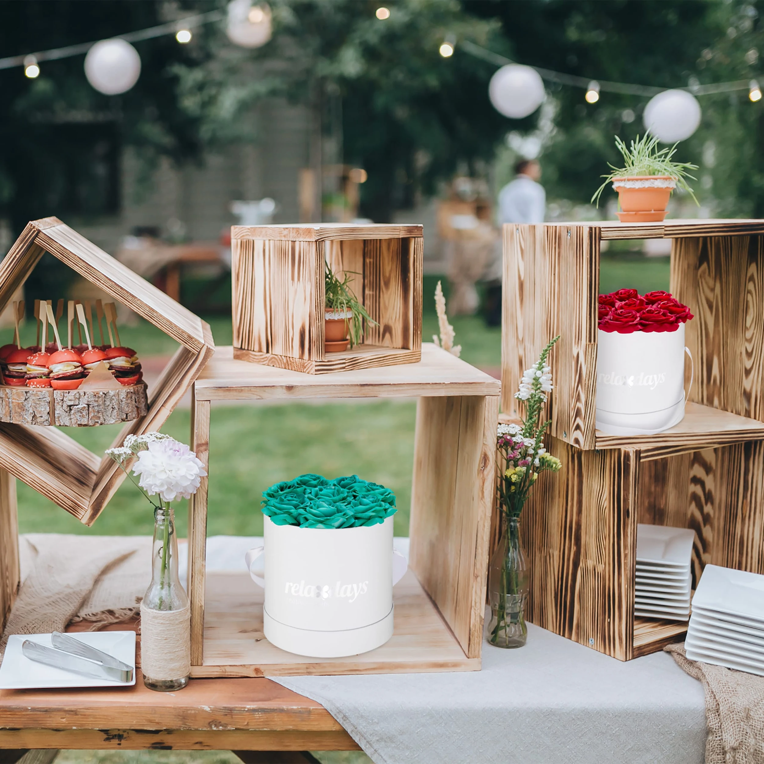 Relaxdays Rosenbox 8 Türkise Rosen In Weiß – Bild 7