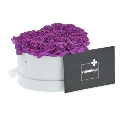 Relaxdays Rosenbox "Herz" In Weiß/ Lila