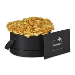 Relaxdays Rosenbox In Schwarz/ Gold