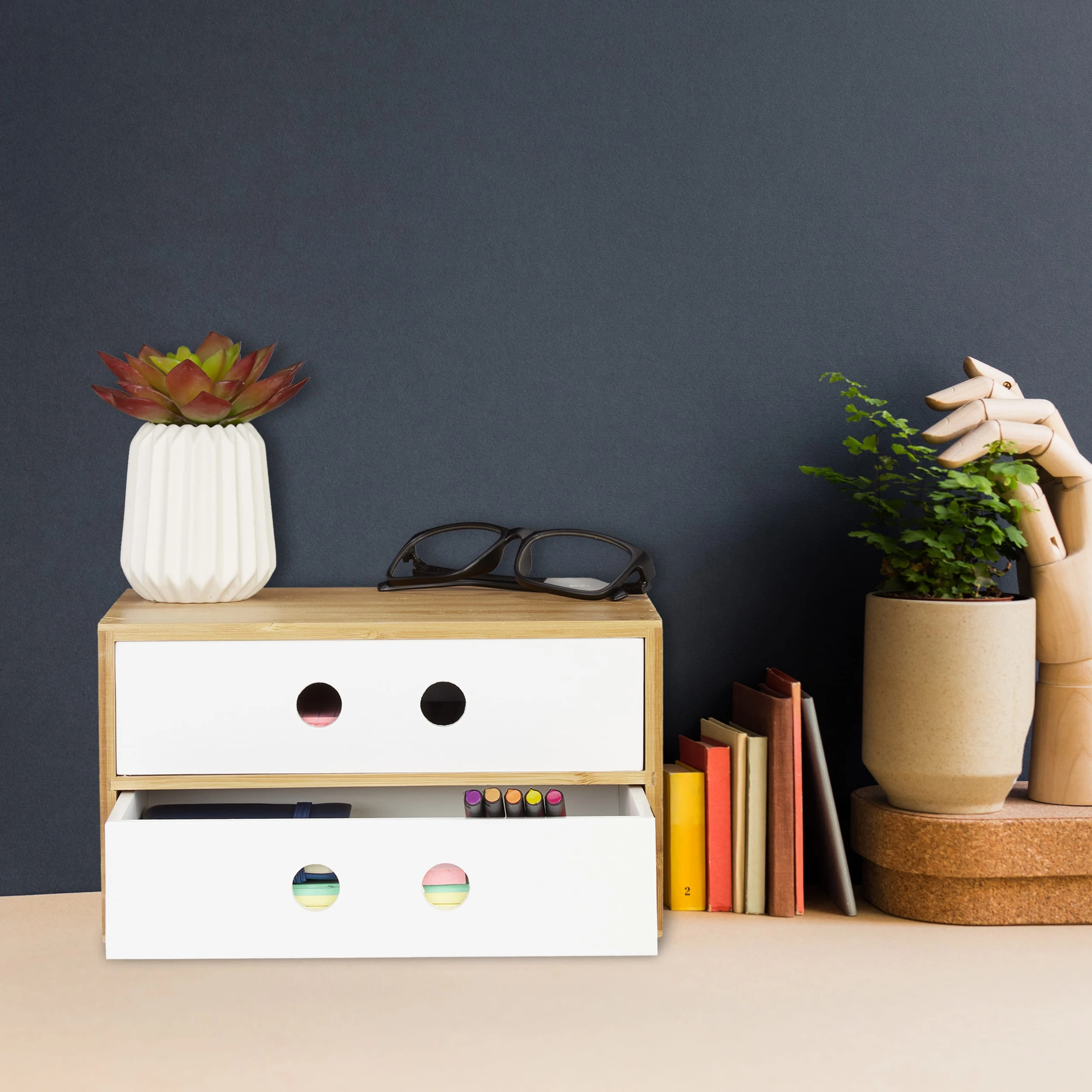 Relaxdays Schreibtisch Organizer In Weiß – Bild 2