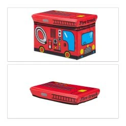 Relaxdays Spielzeugkiste Feuerwehr In Rot - (B)49 X (H)34 X (T)31 Cm