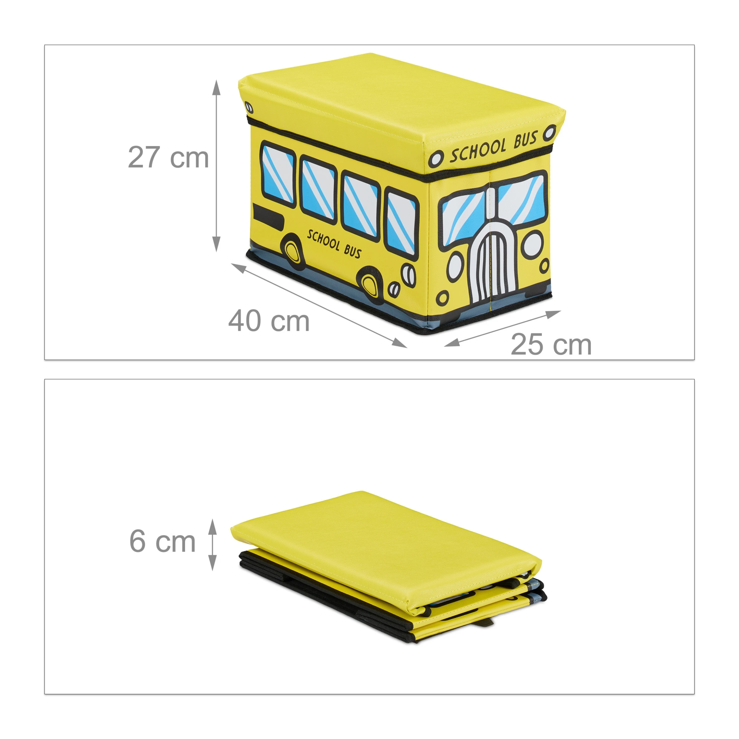 Relaxdays Spielzeugkiste Schulbus In Gelb - (B)40 X (H)27 X (T)25 Cm – Bild 4