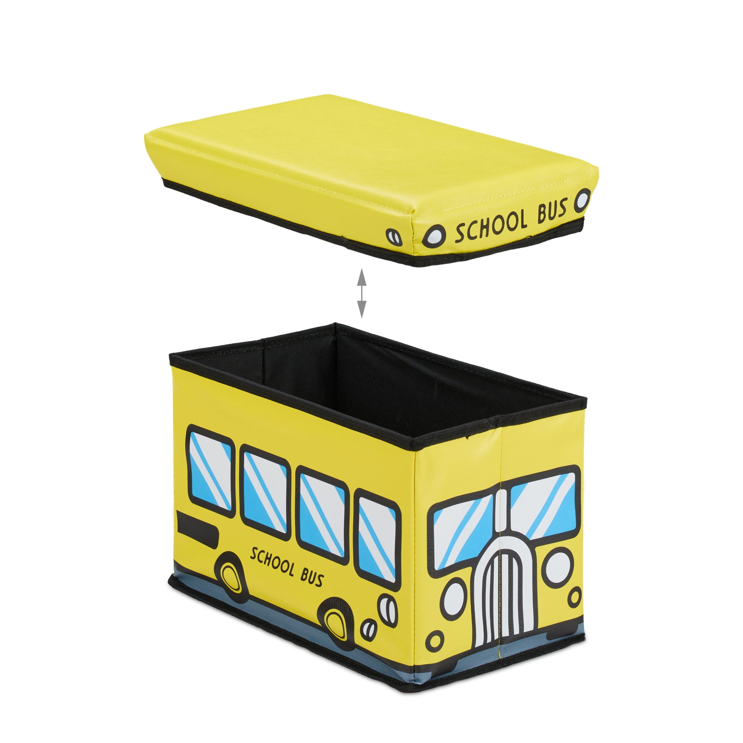 Relaxdays Spielzeugkiste Schulbus In Gelb - (B)40 X (H)27 X (T)25 Cm – Bild 6