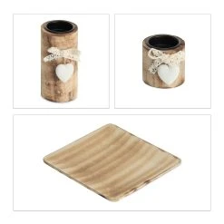 Relaxdays Teelichthalter In Natur - (B)21,5 X (H)12,5 X (T)21,5 Cm