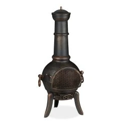 Relaxdays Terrassenofen In Bronze - (B)53 X (H)110 X (T)44 Cm